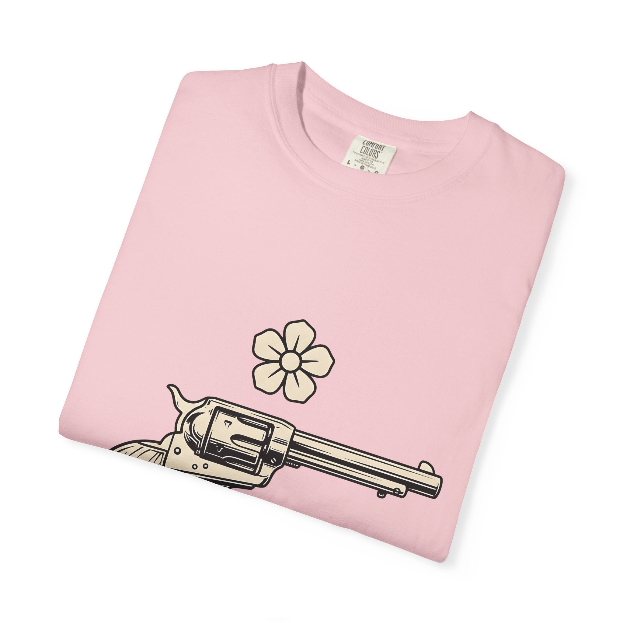Western Pistol Shirt Cowgirl Cowboy Gift Women Retro Tee Handgun T-Shirt Cowgirl Fan Gunslinger Tshirt Cowboy Graphic Sketch Bloom Tshirt