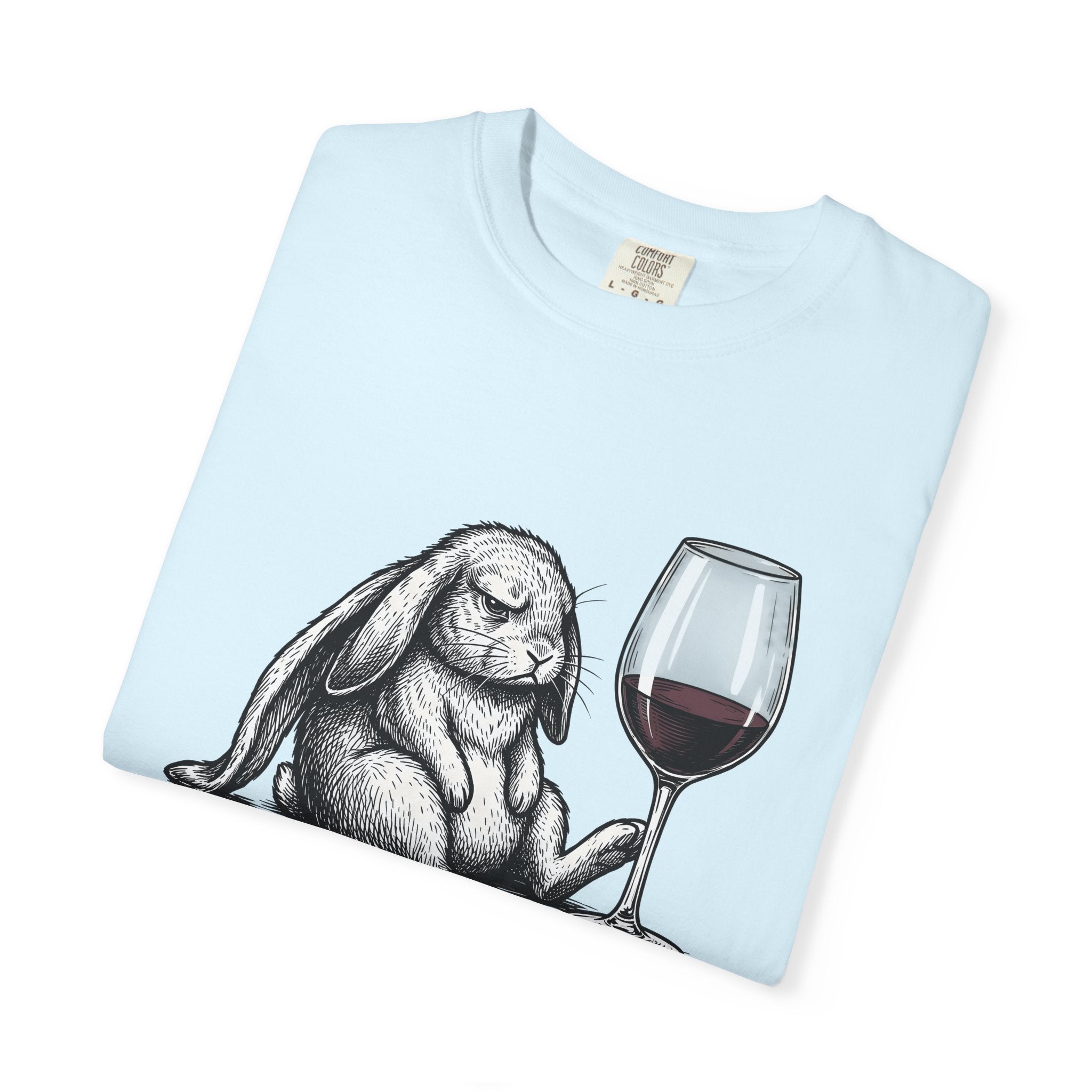 Hare Wine Shirt Funny Critter Gift Women Illustration Tee Wine T-Shirt Humor Fan Vintage Tshirt Animal Graphic Hand Drawn Glassware Tshirt