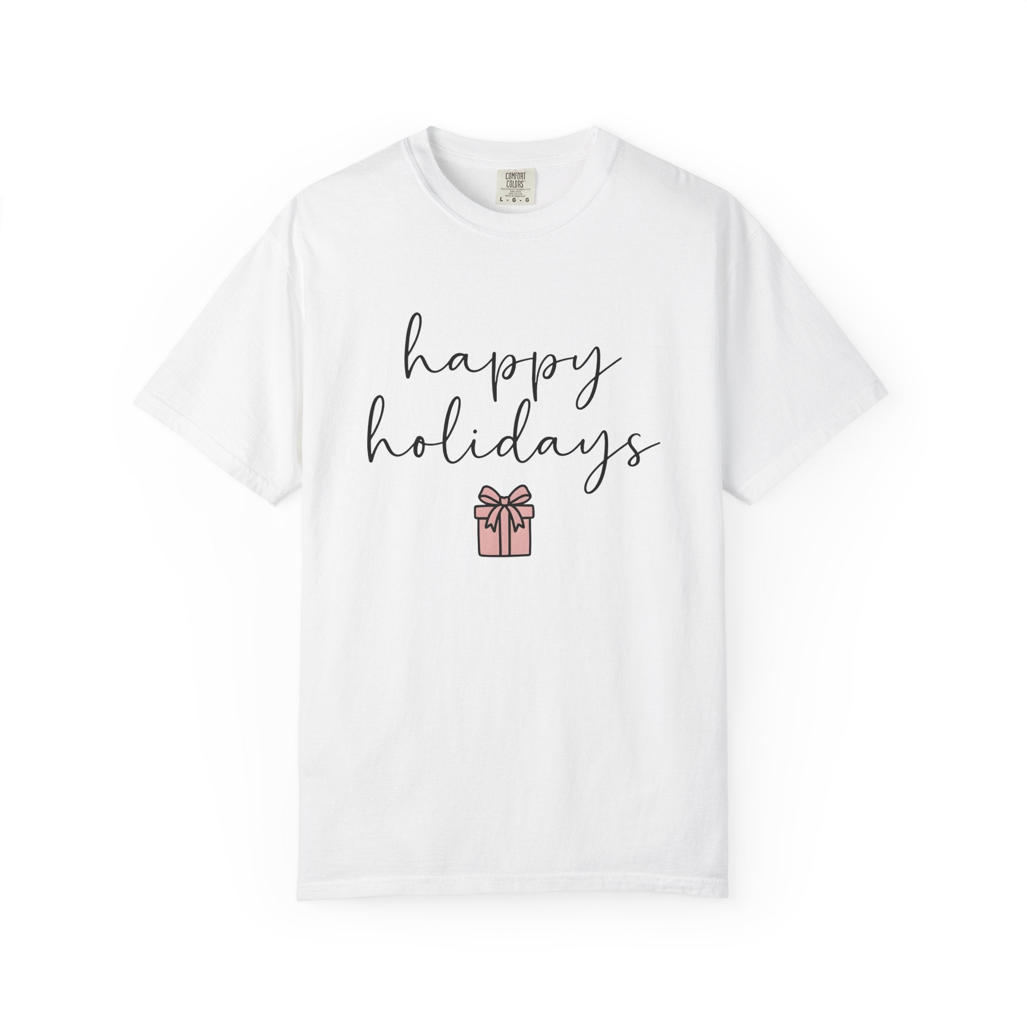 Wrapped Box Shirt Holiday Festive Gift Women Modern Tee Gift Box T-Shirt Christmas Fan Holiday Tshirt Celebration Graphic Doodle Knot Tshirt