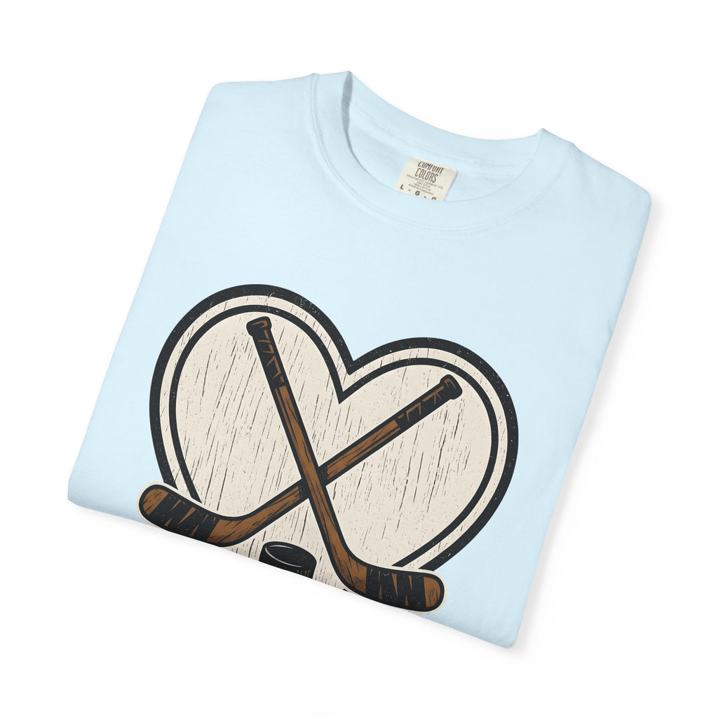Hockey Sticks Heart Shirt Hockey Mom Competition Gift Women Line Art Tee Hockey Sticks T-Shirt Hockey Parent Fan Minimalist Tshirt