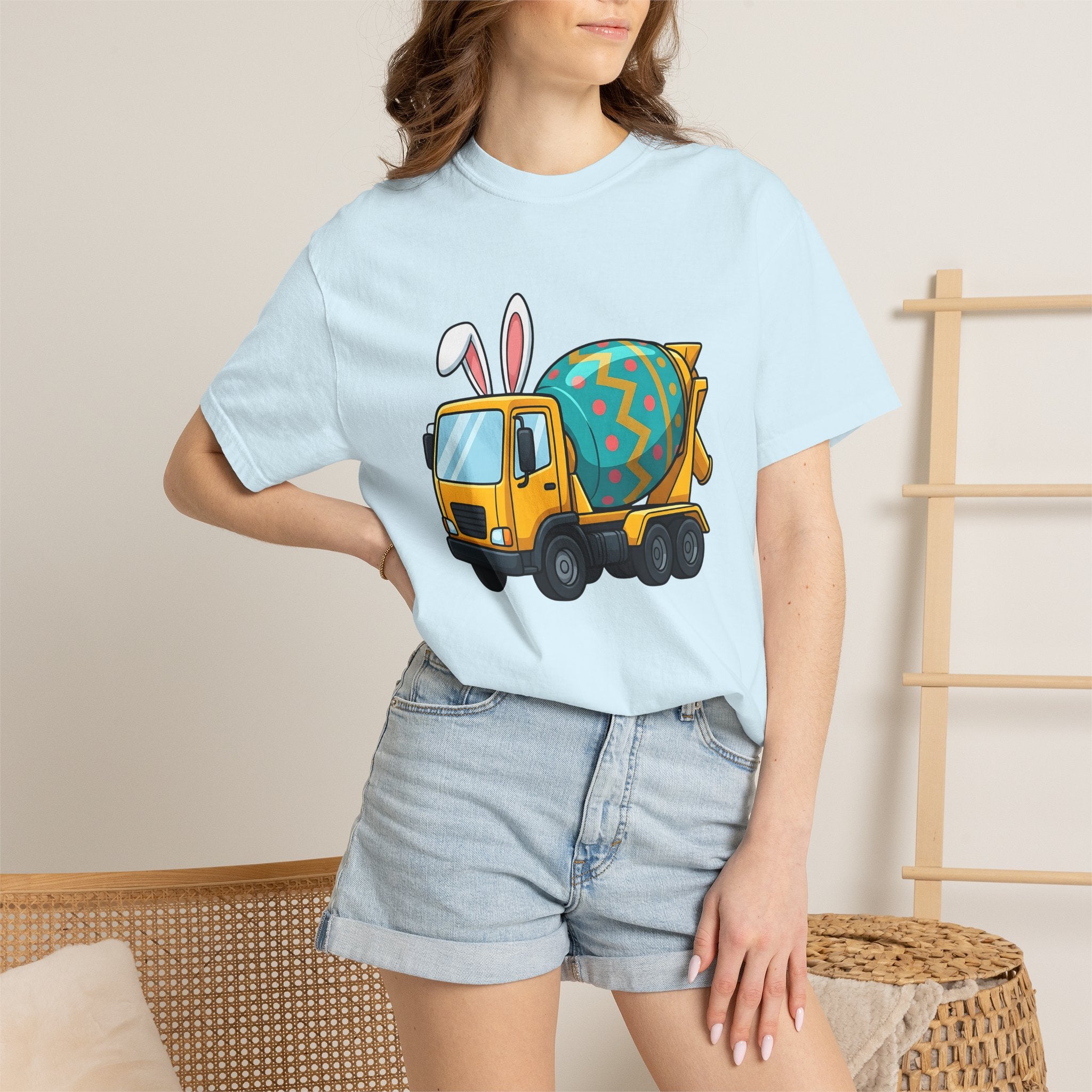 Cement Truck Shirt Easter Construction Gift Women Cartoon Tee Concrete Mixer T-Shirt Easter Fan Comic Tshirt Building Graphic Whimsical