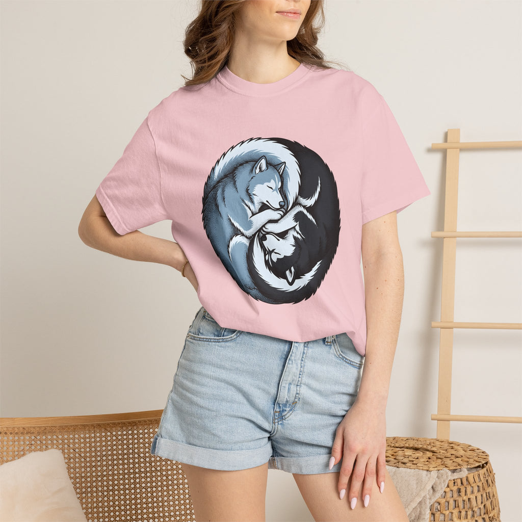 Husky Dogs Shirt Dog Fauna Gift Women Line Art Tee Siberian Husky T-Shirt Dog Fan Wildlife Graphic Design Illustration Graphic Yin Yang
