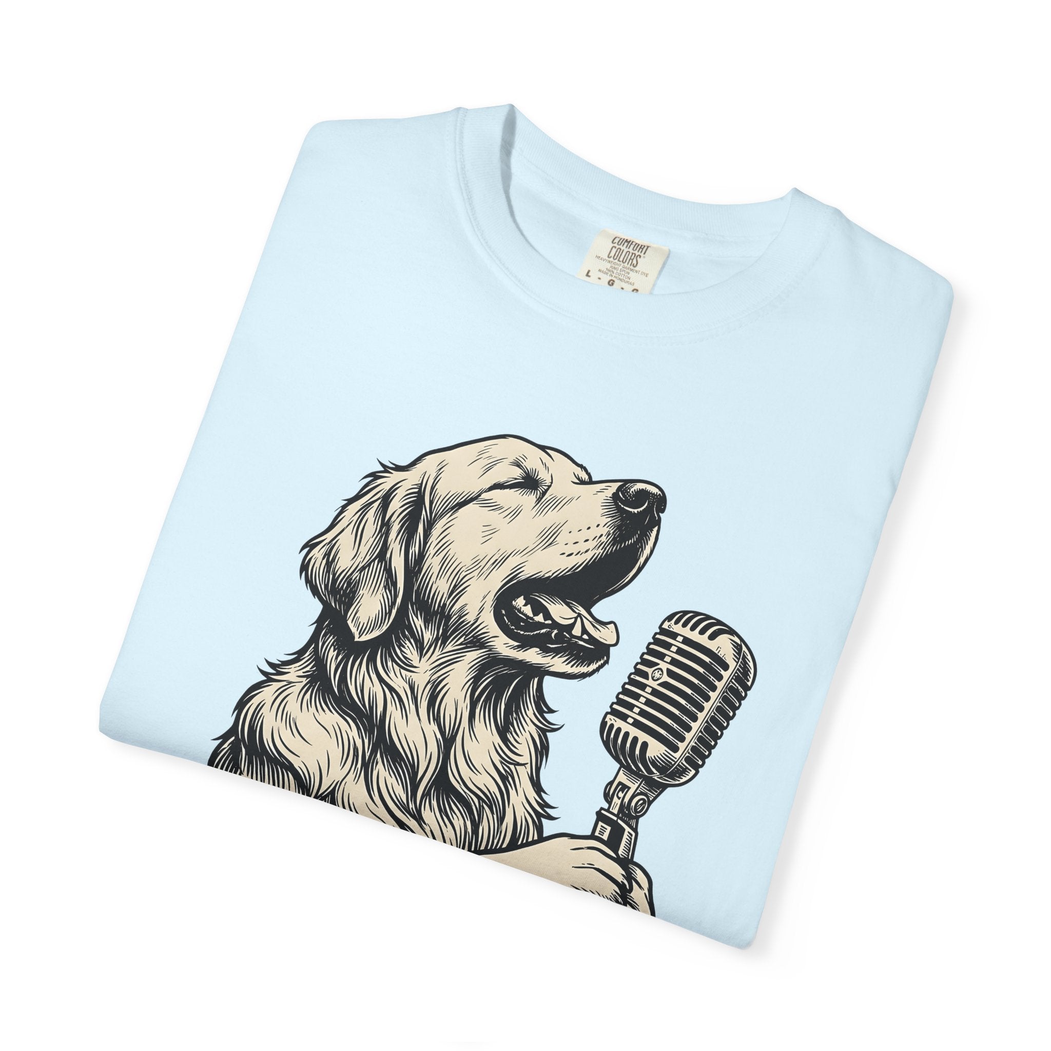 Golden Retriever Shirt Dog Guitar Gift Women Line Art Tee Retriever T-Shirt Dog Fan Illustrated Graphic Tshirt Hand Drawn Microphone Tshirt