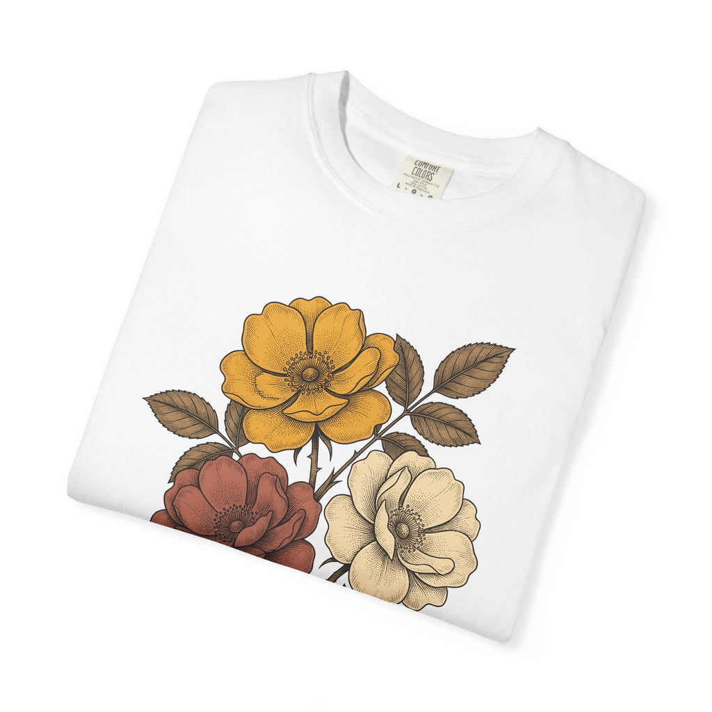 Antique Floral Arrangement Shirt Boho Chic Plants Gift Women Line Art Tee Floral Arrangement T-Shirt Bohemian Enthusiast Illustration Design