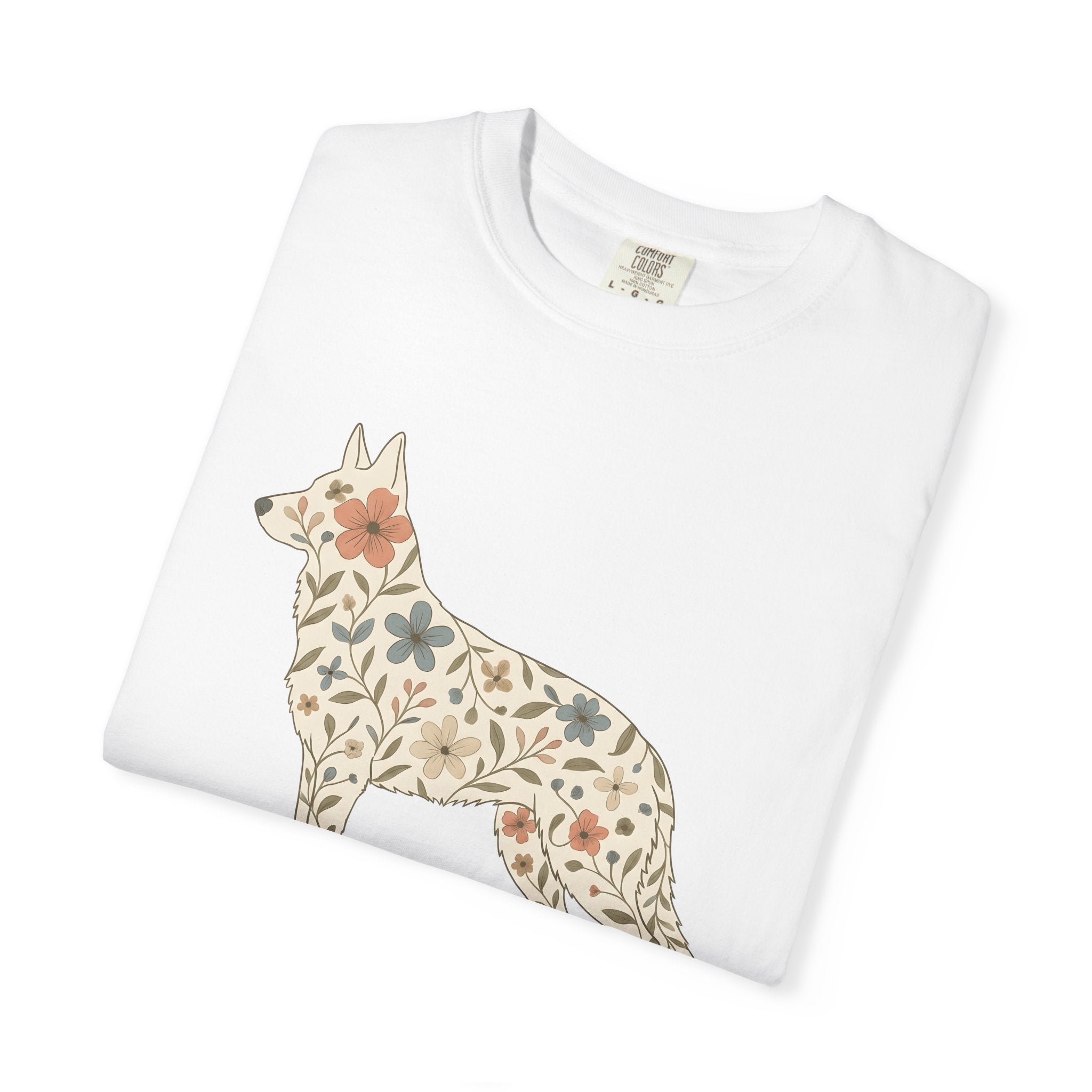 Shepherd Dog German Shirt Dog Petals Gift Women Gypsy Tee Alsatian T-Shirt Dog Fan Bohemian Tshirt Floral Graphic Clean Blossom Tshirt