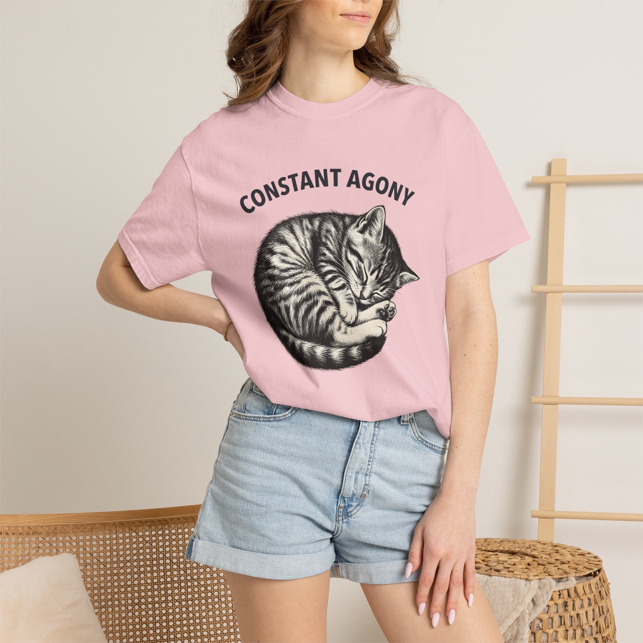 Sleeping Kitten Shirt Cat Pet Gift Women Sketch Tee Kitten T-Shirt Cat Fan Drawing Graphic Pet Design Retro Pattern Tshirt