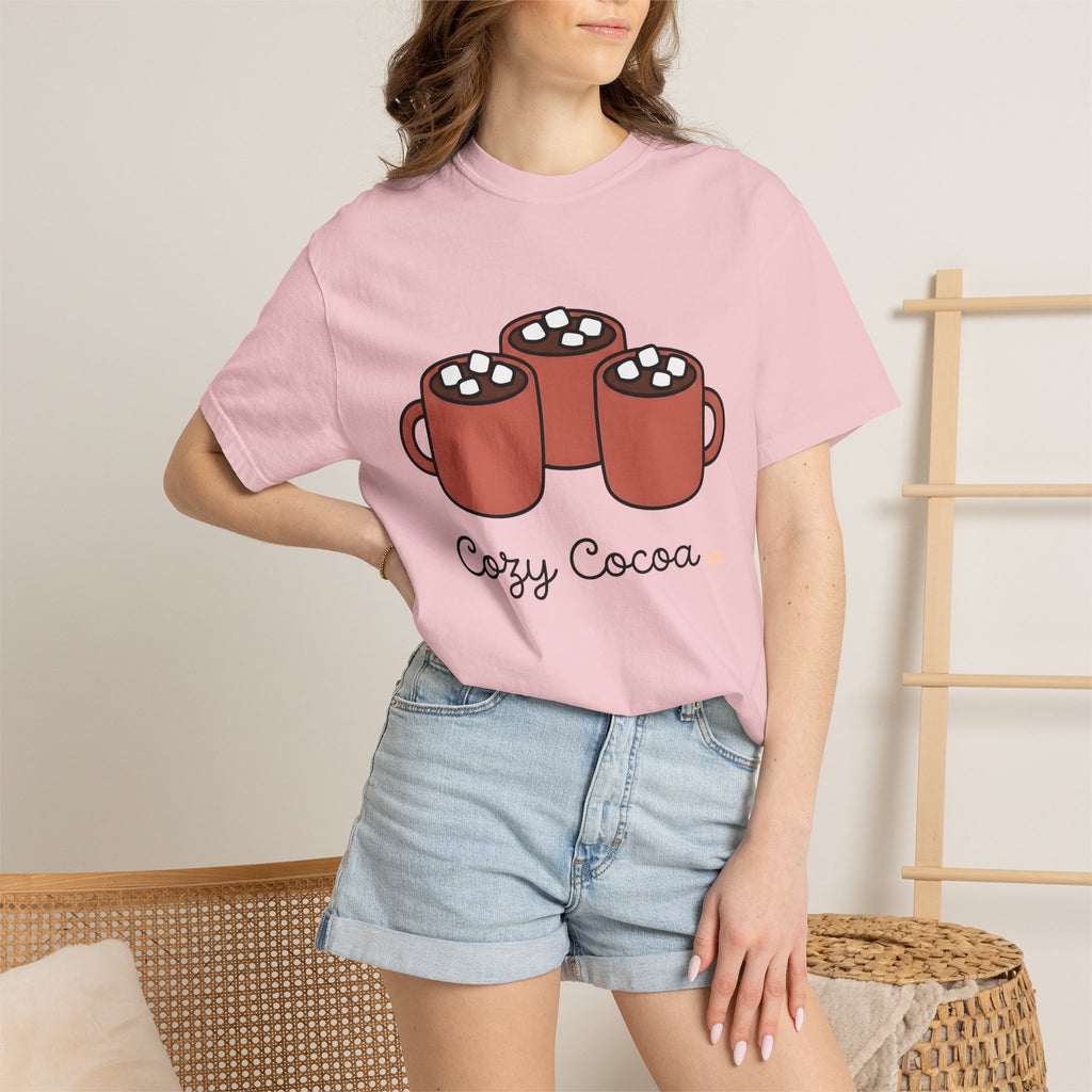 Cocoa Cups Shirt Drinks Cold Season Gift Women Kawaii Tee Hot Chocolate T-Shirt Beverage Fan Cocoa Tshirt Winter Graphic Simple Fluffy
