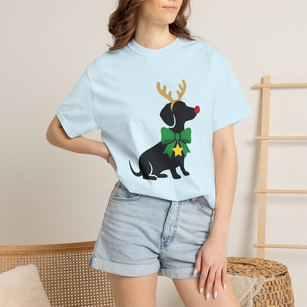 Sausage Dog Shirt Christmas Dogs Gift Women Outline Tee Dachshund T-Shirt Xmas Fan Doxie Illustration Sketch Rack Tshirt