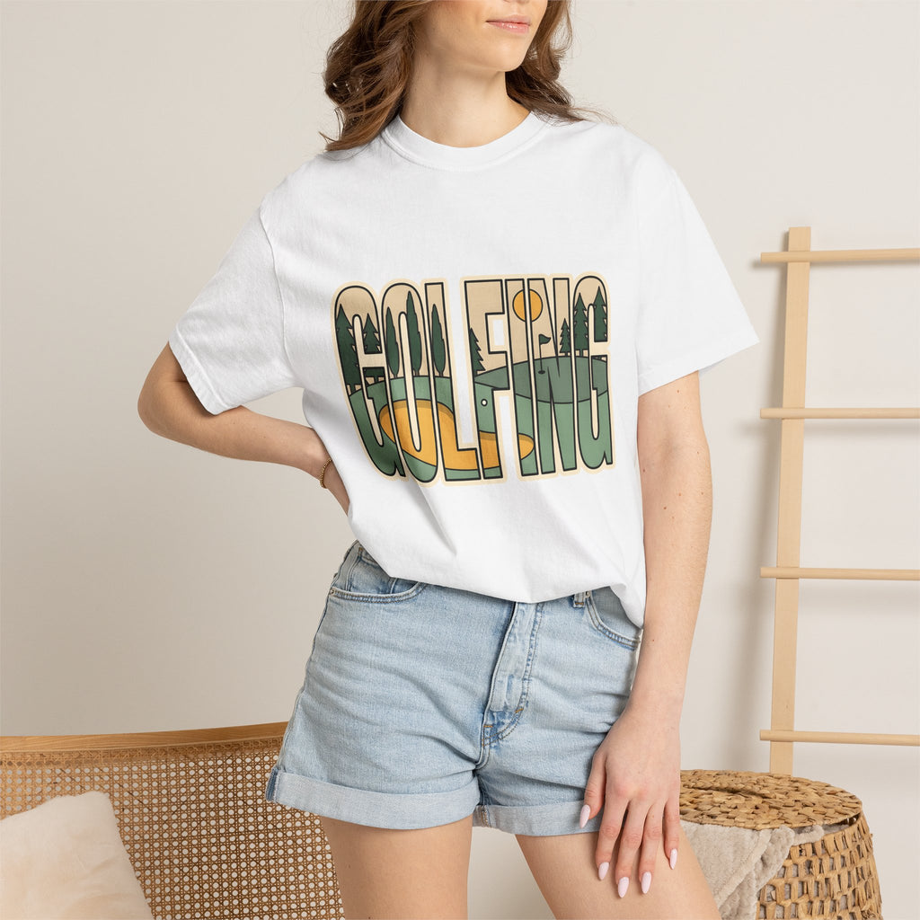 Golf Course Shirt Golf Outdoors Gift Women Bold Graphic Tee Links T-Shirt Golfer Enthusiast Graphic Tshirt Nature Graphic Minimal Trees