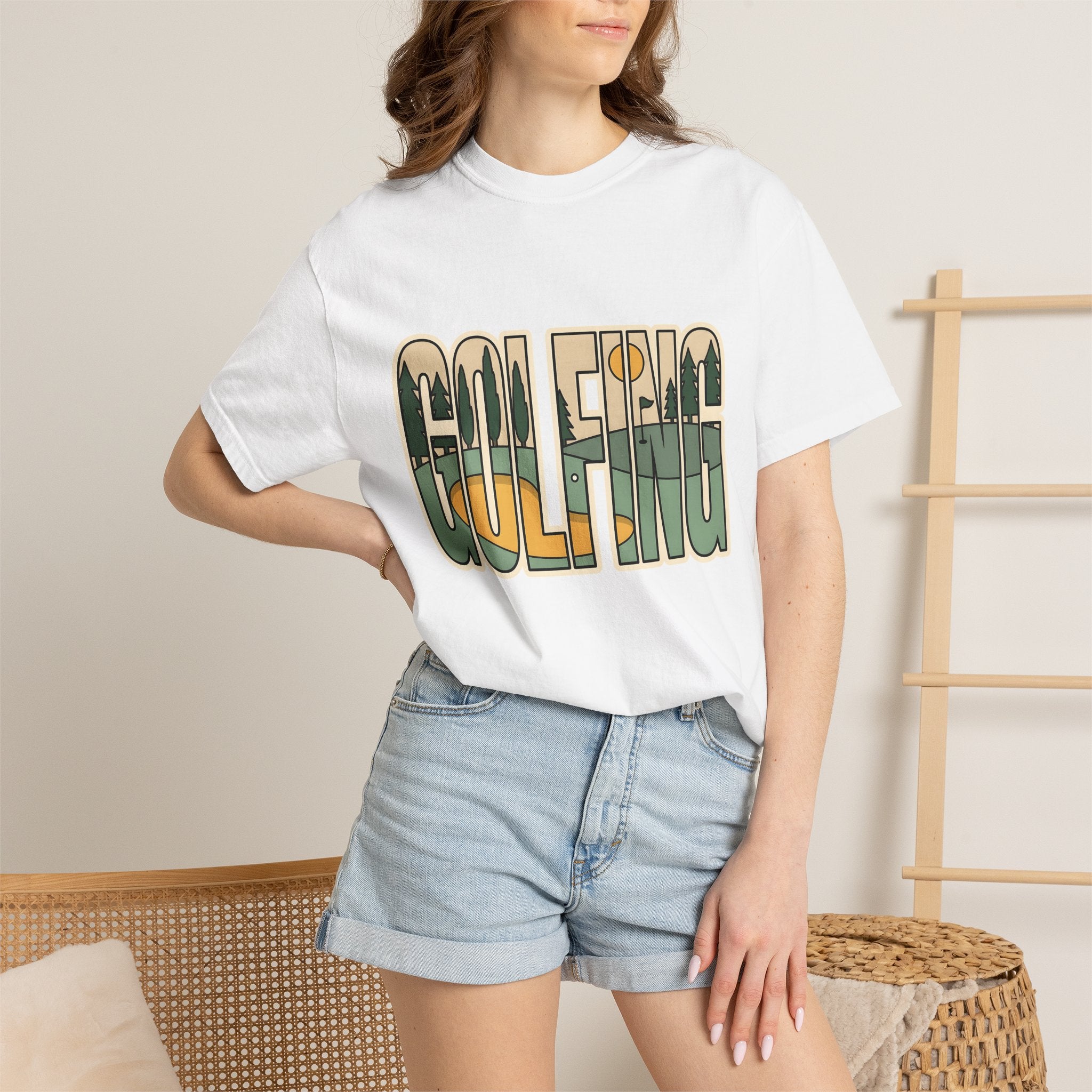 Golf Course Shirt Golf Outdoors Gift Women Bold Graphic Tee Links T-Shirt Golfer Enthusiast Graphic Tshirt Nature Graphic Minimal Trees