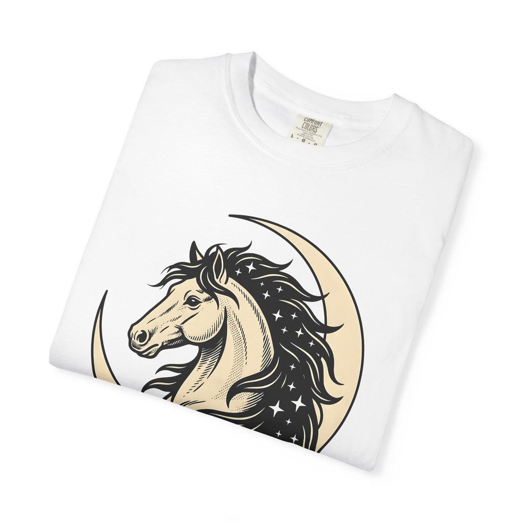 Horse Moon Shirt Cowgirl Wildlife Gift Women Hand Drawn Tee Equine T-Shirt Cowboy Fan Rodeo Tshirt Animal Graphic Country Starry Sky Tshirt