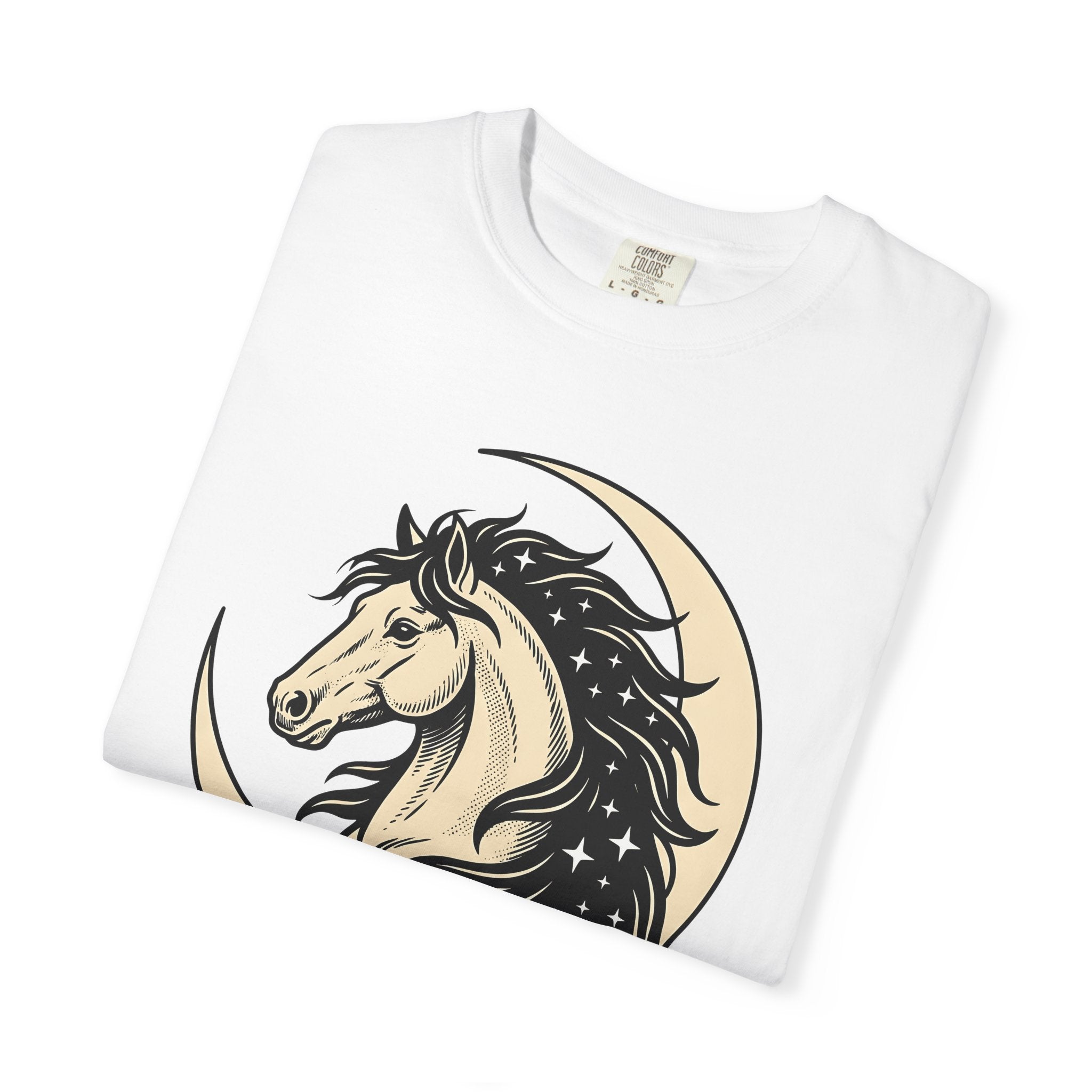 Horse Moon Shirt Cowgirl Wildlife Gift Women Hand Drawn Tee Equine T-Shirt Cowboy Fan Rodeo Tshirt Animal Graphic Country Starry Sky Tshirt
