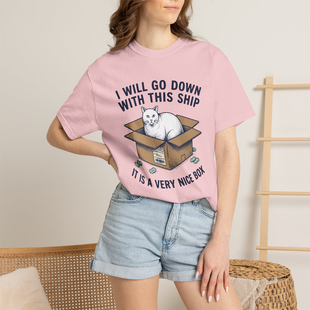 Feline Box Shirt Cat Satire Gift Women Doodle Tee Cat Box T-Shirt Cat Fan Cartoon Tshirt Parody Graphic Classic Cushioned Chips Tshirt