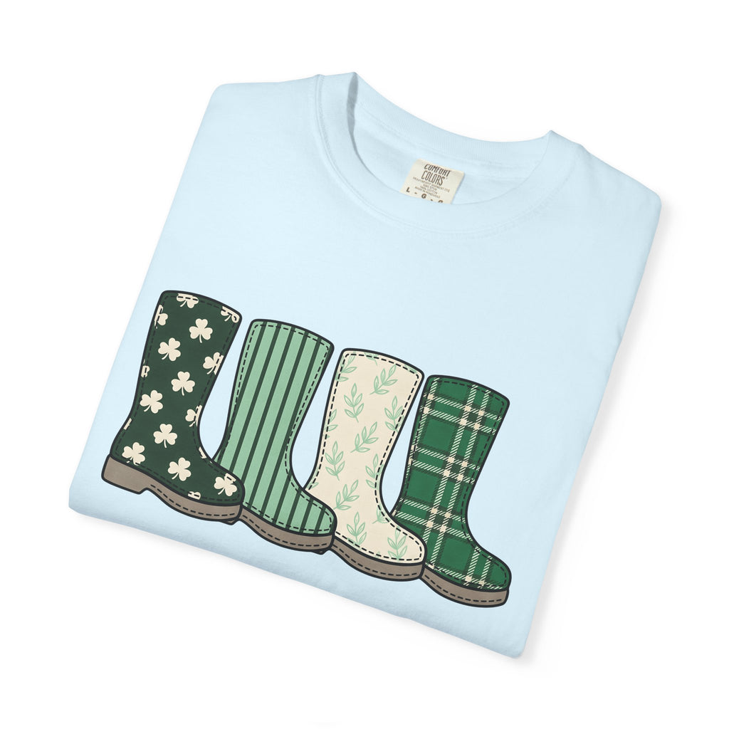 Rain Boots Shirt St. Patrick's Day Holiday Gift Women Farmhouse Tee Wellies T-Shirt Patrick's Day Fan Rustic Tshirt Celebration Graphic