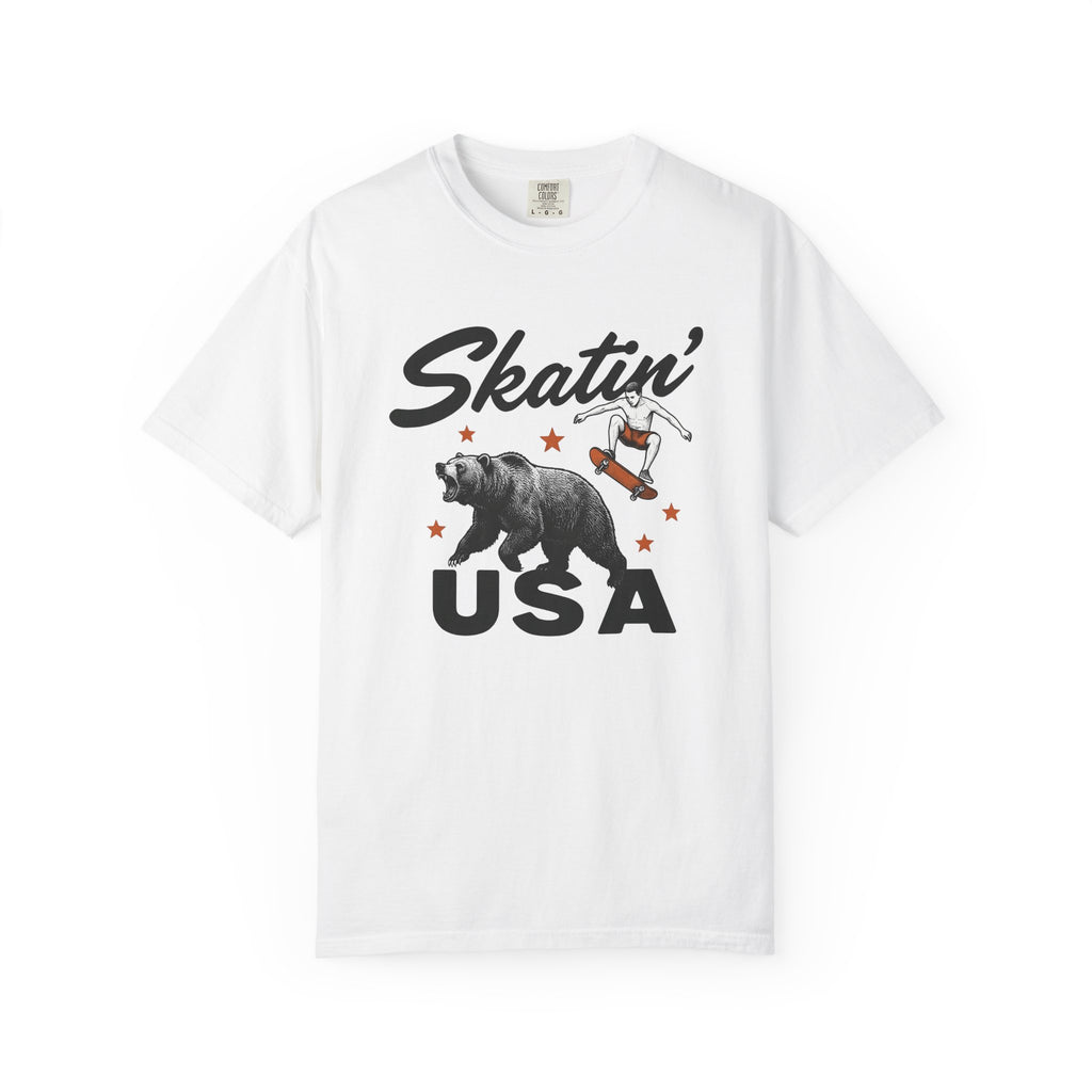 Skateboarding Bear Shirt America Skate Gift Women Sketch Tee Bear T-Shirt American Fan Illustrated Tshirt Skateboard Graphic Line Art