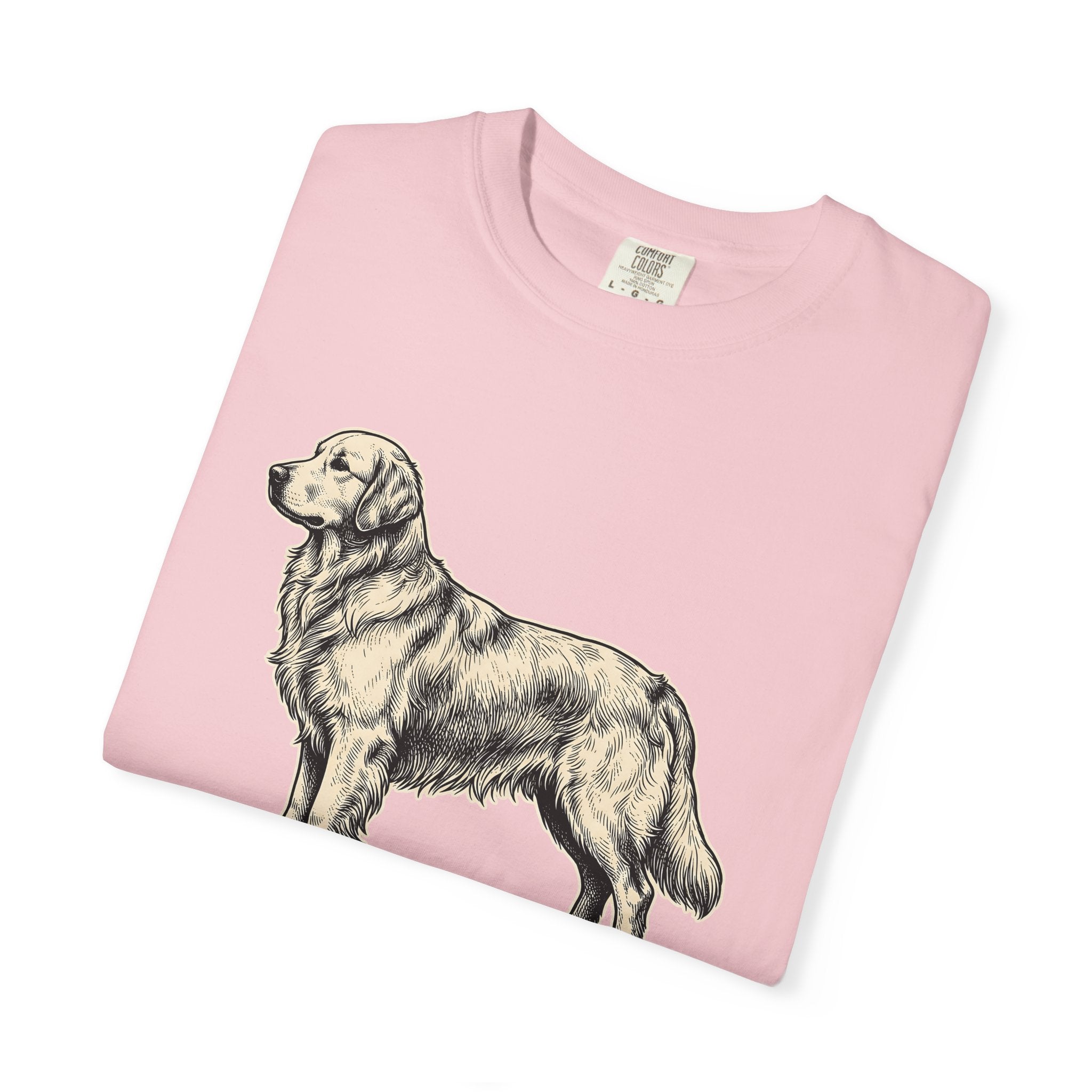 Golden Retriever Shirt Dog Pets Gift Women Hand Drawn Tee Retriever T-Shirt Dog Fan Puppy Tshirt Animal Graphic Cartoon Coat Detail Tshirt