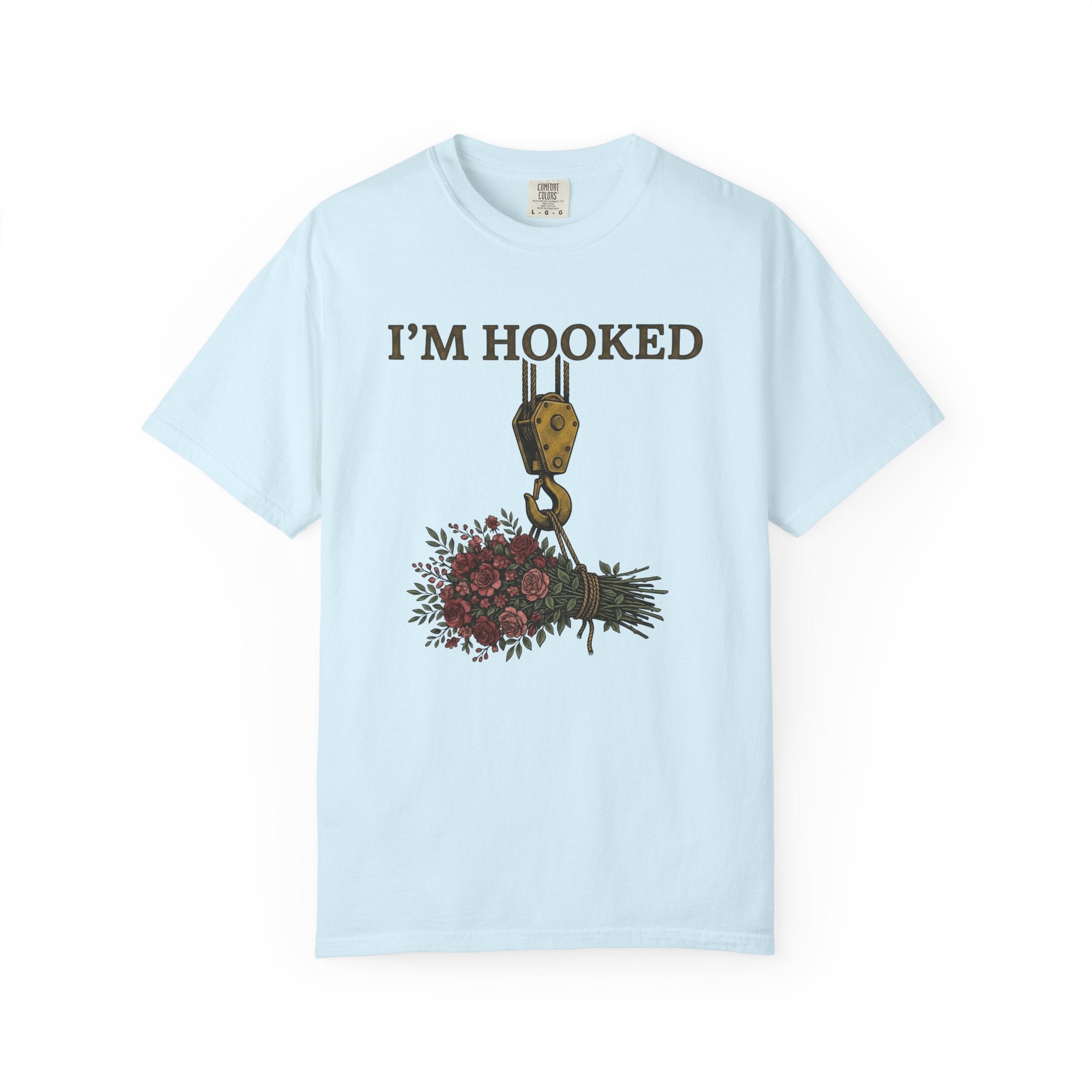 Crane Hook Bouquet Shirt Valentines Day Blossoms Gift Women Hand Painted Tee Hook Arrangement T-Shirt Valentine Fan Painted Art Tshirt