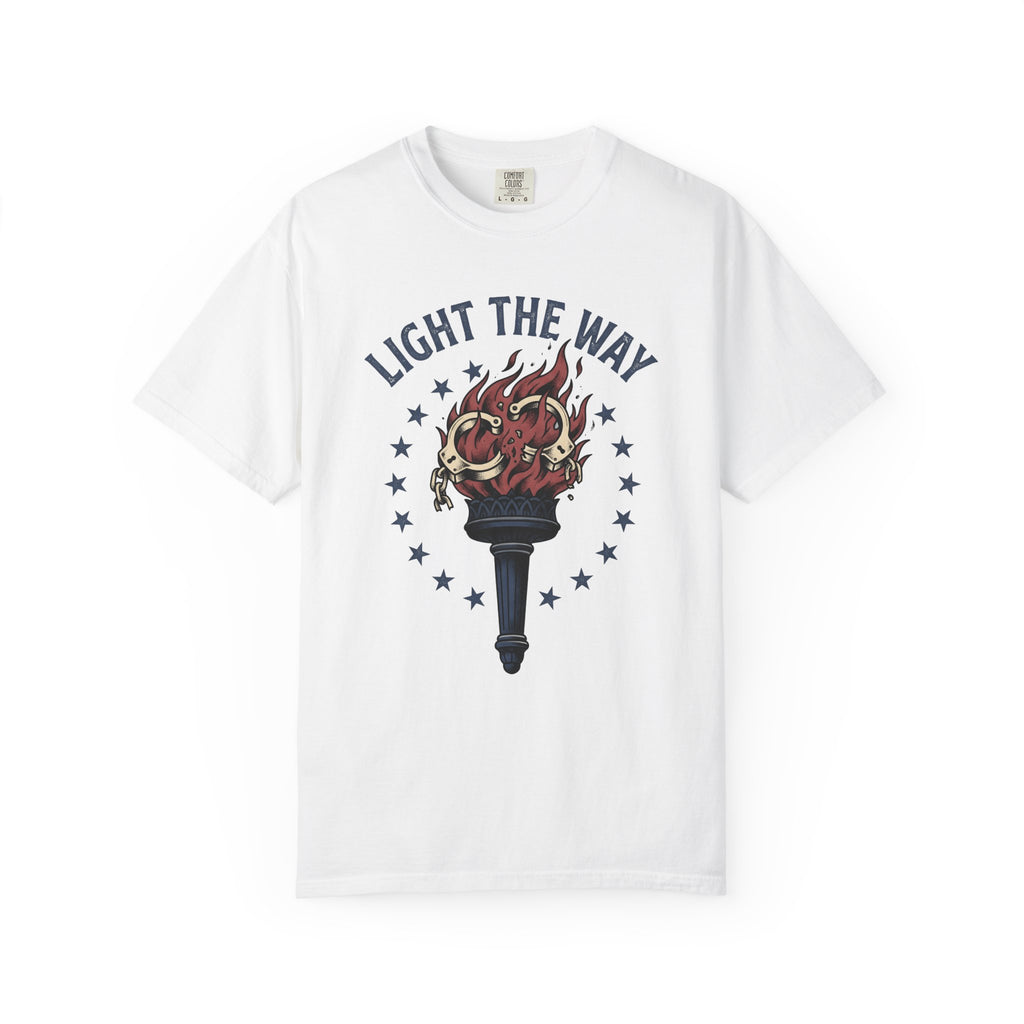 Freedom Torch Shirt America Liberty Gift Women Retro Tee Torchlight T-Shirt American Fan Vintage Tshirt Freedom Graphic Sketch Open Chains