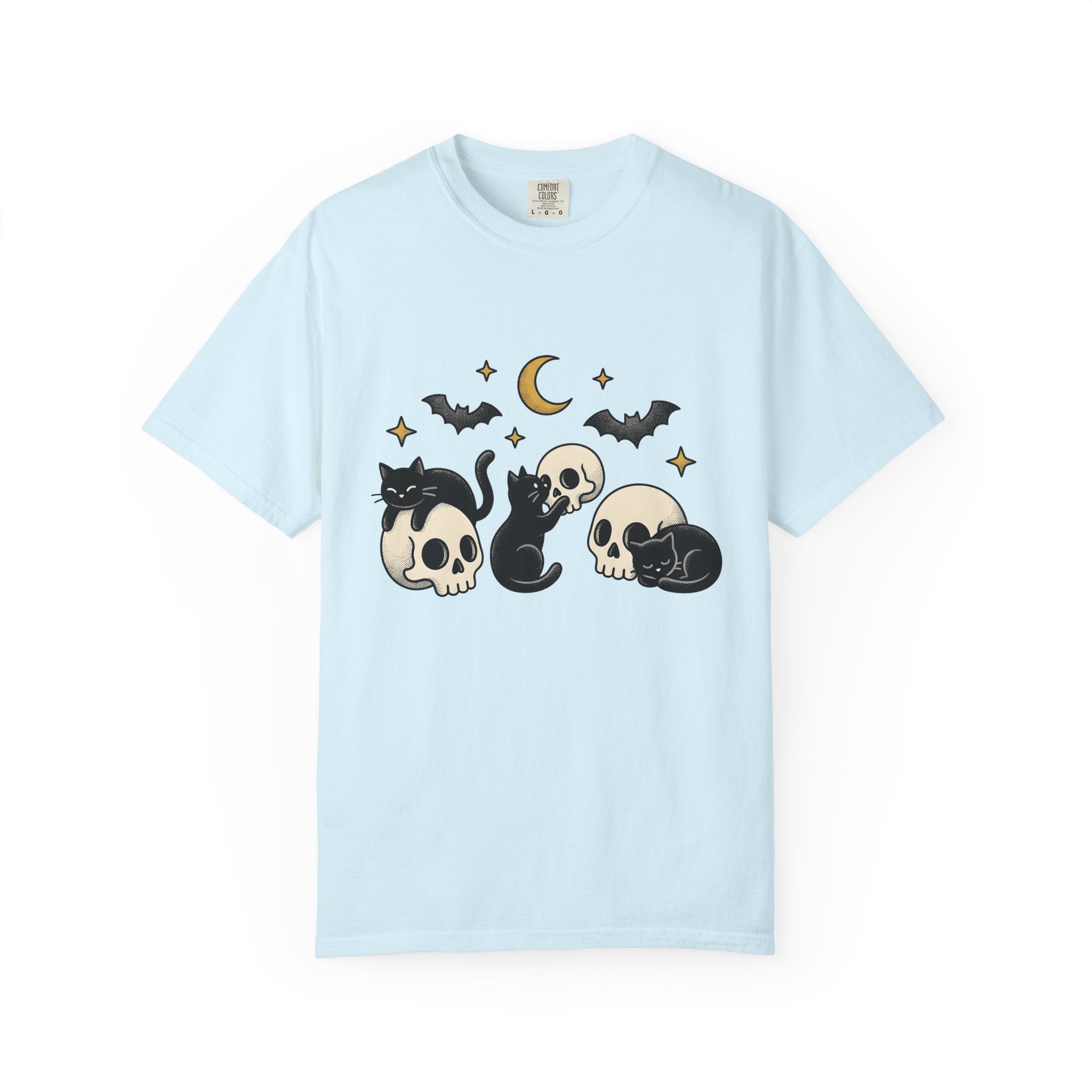 Black Cats Shirt Cat Halloween Gift Women Tattoo Style Tee Kitties T-Shirt Cat Fan Traditional Tshirt Spooky Graphic Vintage Skull Tshirt