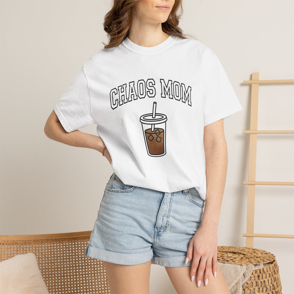 Iced Coffee Cup Shirt Mom Coffee Gift Women Bold Graphic Tee Cold Brew T-Shirt Mother Fan Caffeinated Graphic Minimalist Ice Cubes Tshirt