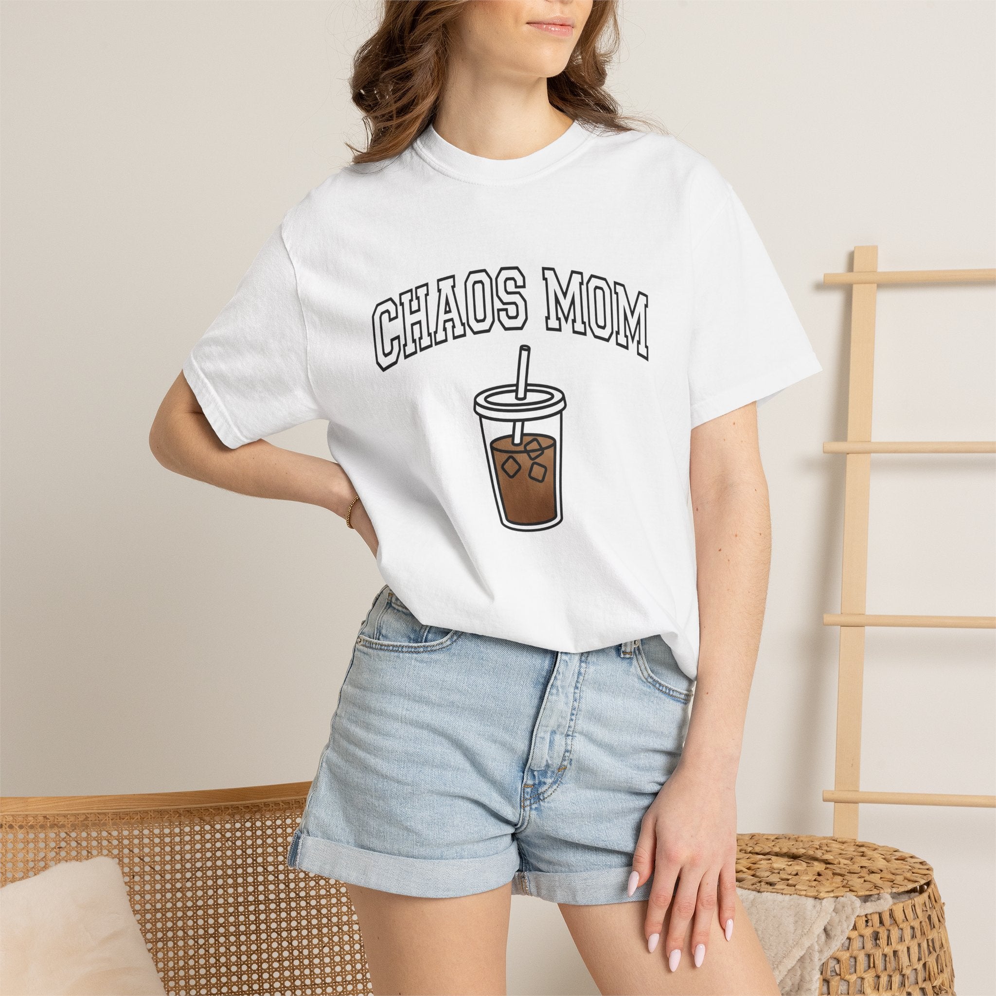 Iced Coffee Cup Shirt Mom Coffee Gift Women Bold Graphic Tee Cold Brew T-Shirt Mother Fan Caffeinated Graphic Minimalist Ice Cubes Tshirt