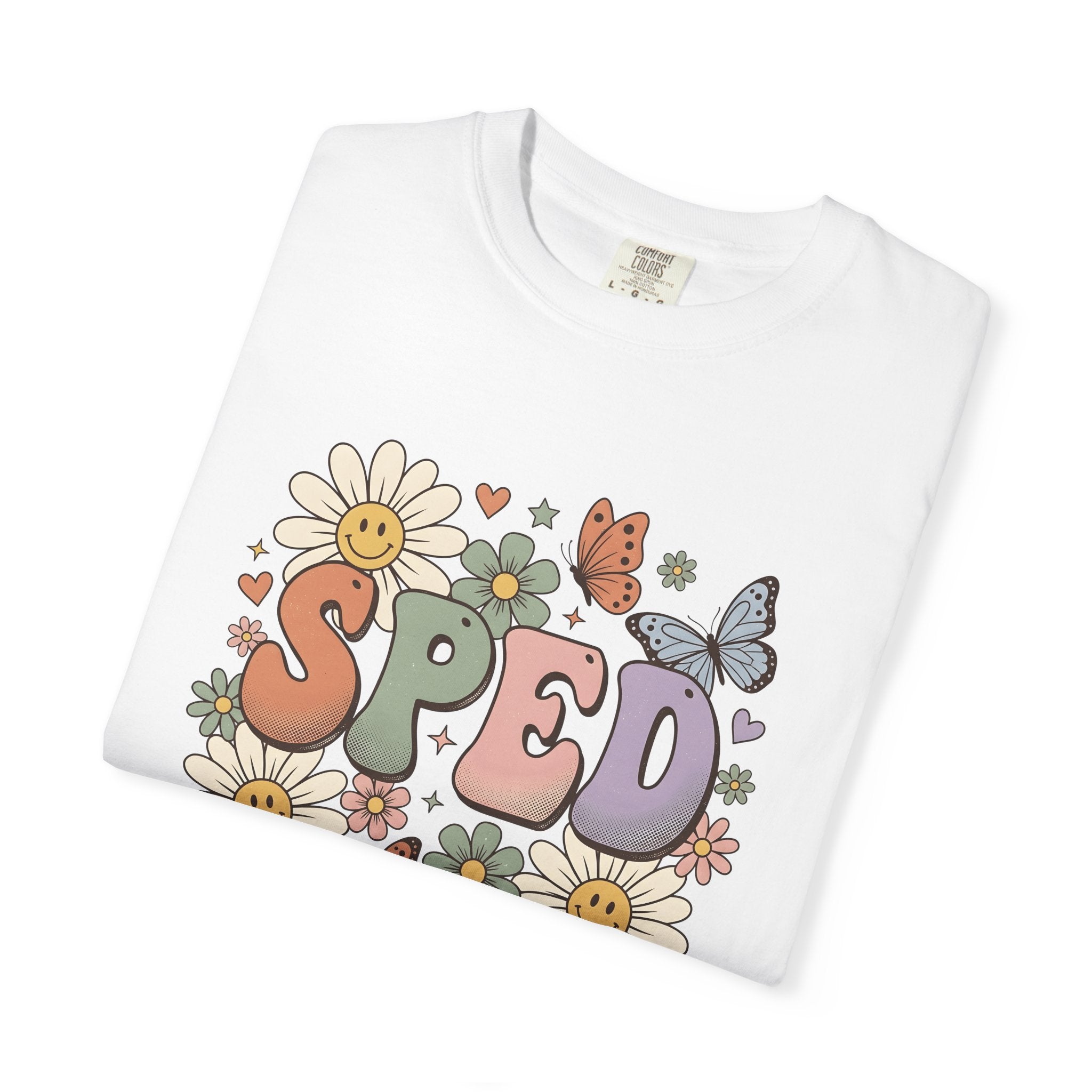 Happy Flowers Shirt Teachers School Gift Women Vintage Tee Florals T-Shirt Educator Enthusiast Retro Tshirt Classroom Graphic Sketch Bugs