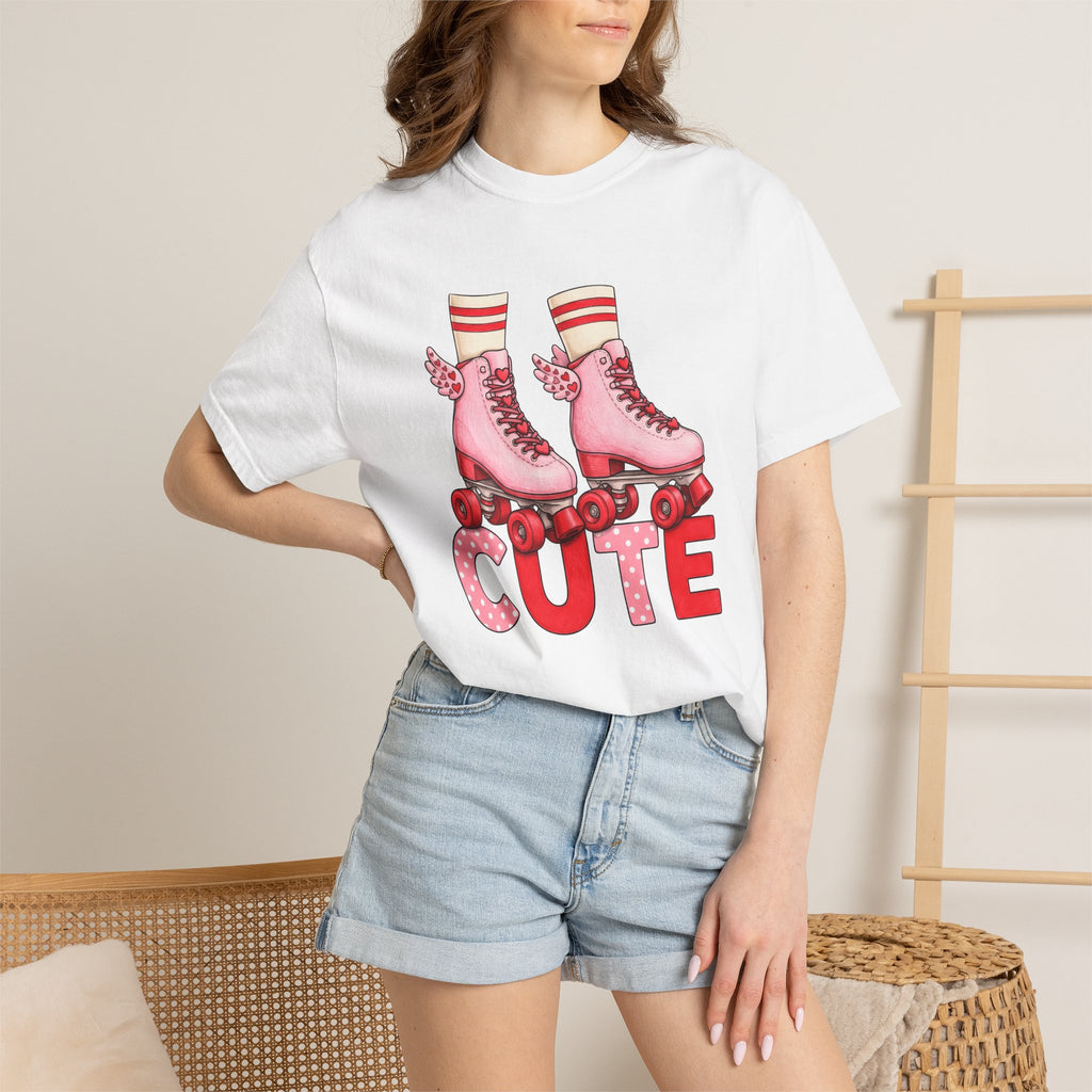 Roller Skates Shirt St. Valentine's Day Roller Gift Women Cartoon Tee Skateboard T-Shirt Valentine Fan Comic Tshirt Rollerblade Graphic