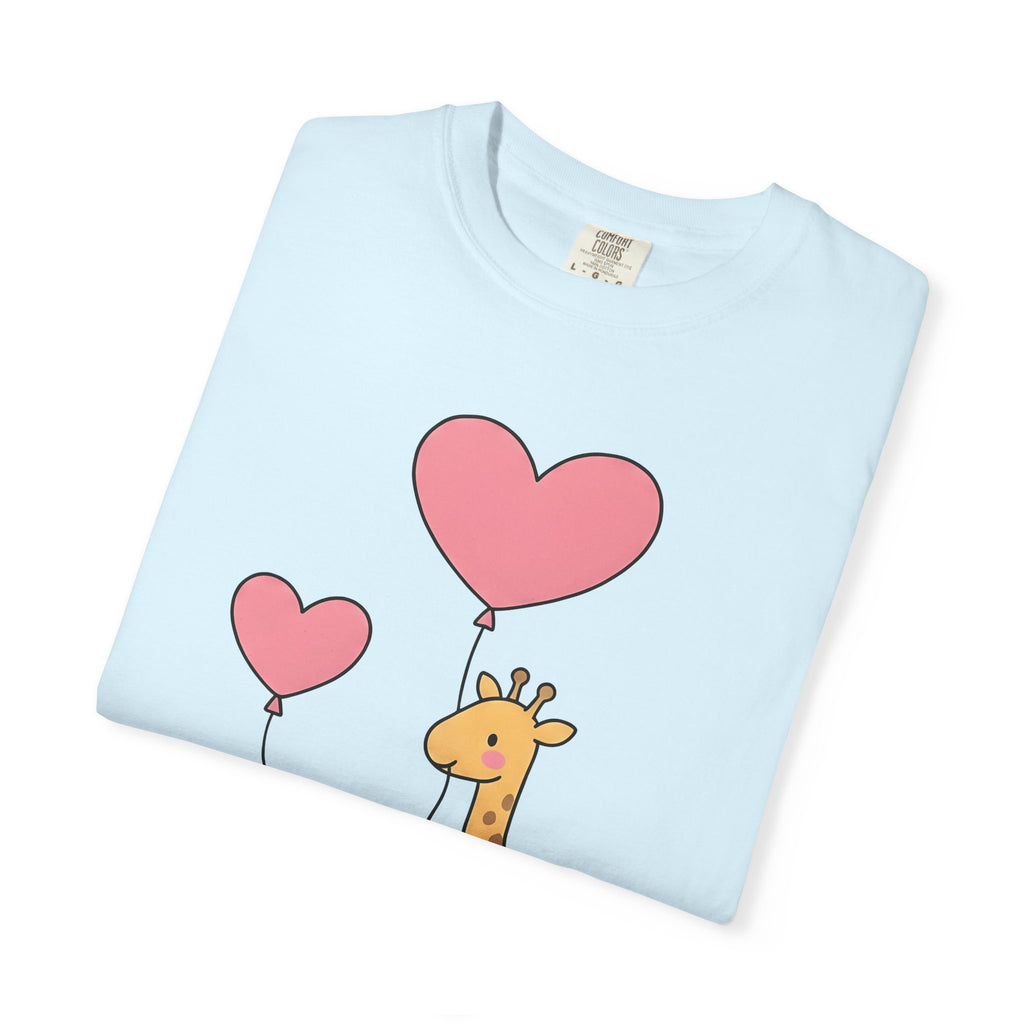Giraffe Pair Shirt Animals Affection Gift Women Sweet Tee Giraffes T-Shirt Wildlife Fan Cute Tshirt Love Graphic Clean Heart Balloon Tshirt