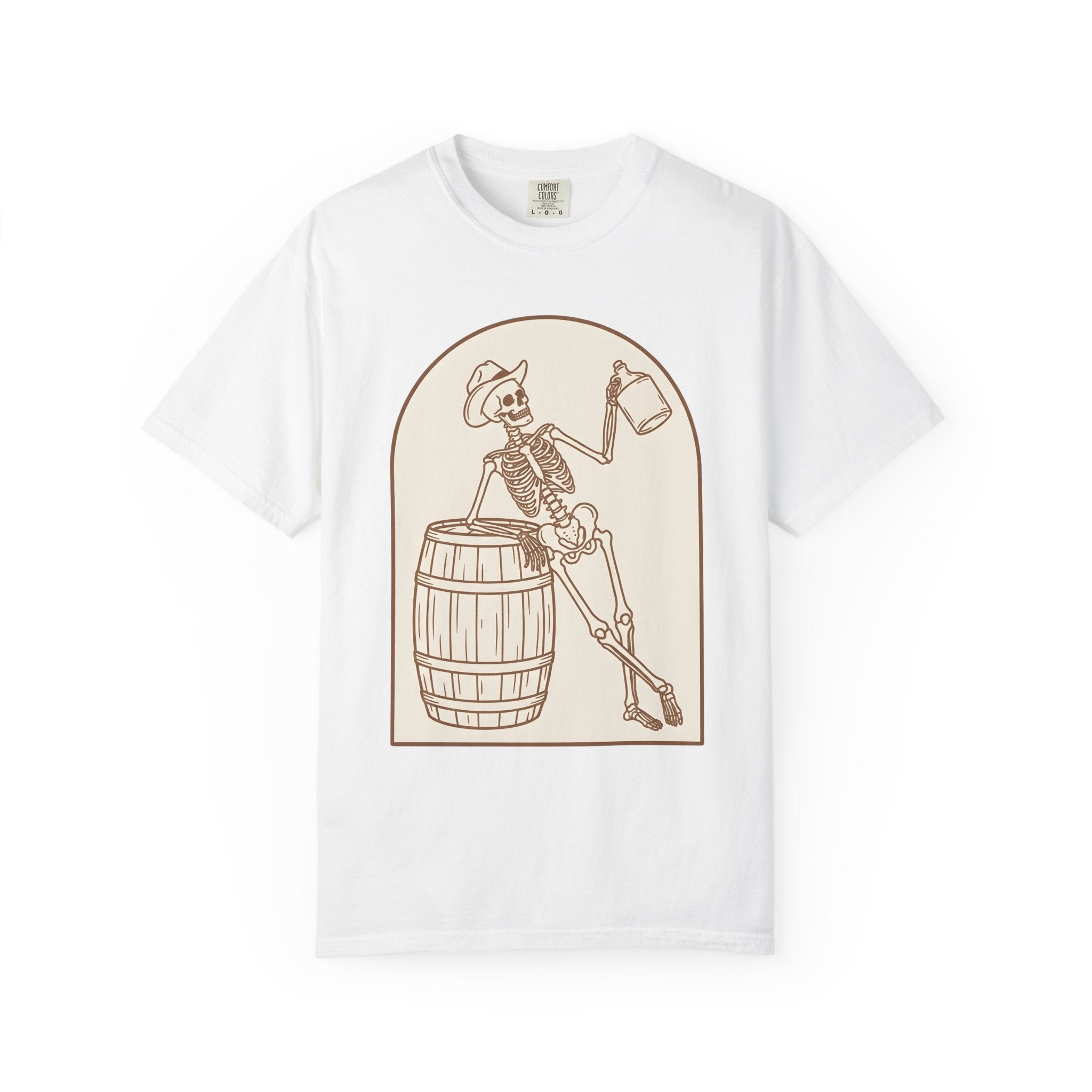 Western Skeleton Shirt Halloween Cowboy Gift Women Sketch Tee Skeleton T-Shirt Horror Fan Sketched Tshirt Rodeo Graphic Retro Whiskey Cask
