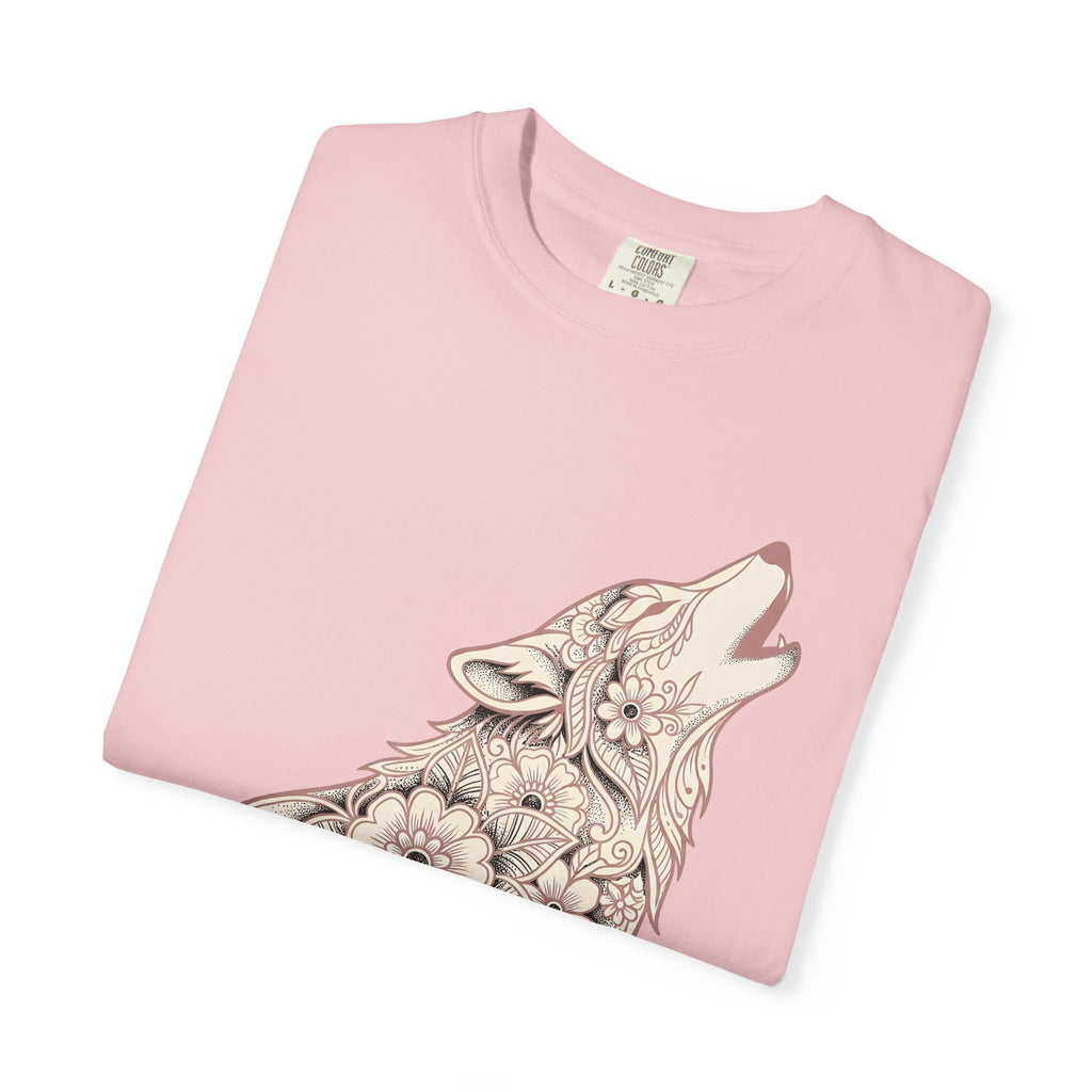 Wolf Flower Shirt Animals & Flowers Outdoors Gift Women Rustic Tee Wildflower T-Shirt Wildlife Enthusiast Country Tshirt Nature Graphic