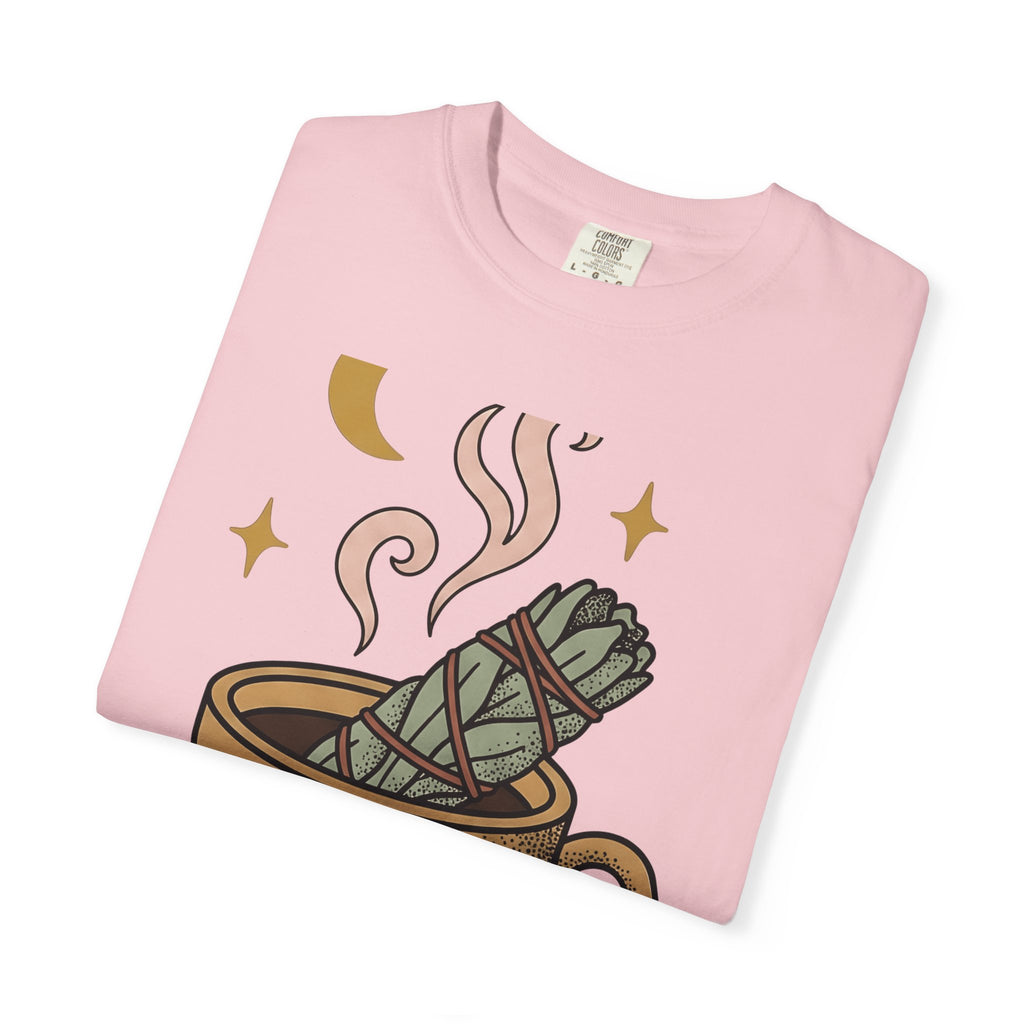 Sage Stick Mug Shirt Boho Chic Spells Gift Women Sketch Tee Smudging T-Shirt Bohemian Enthusiast Doodle Tshirt Magical Graphic Line Art