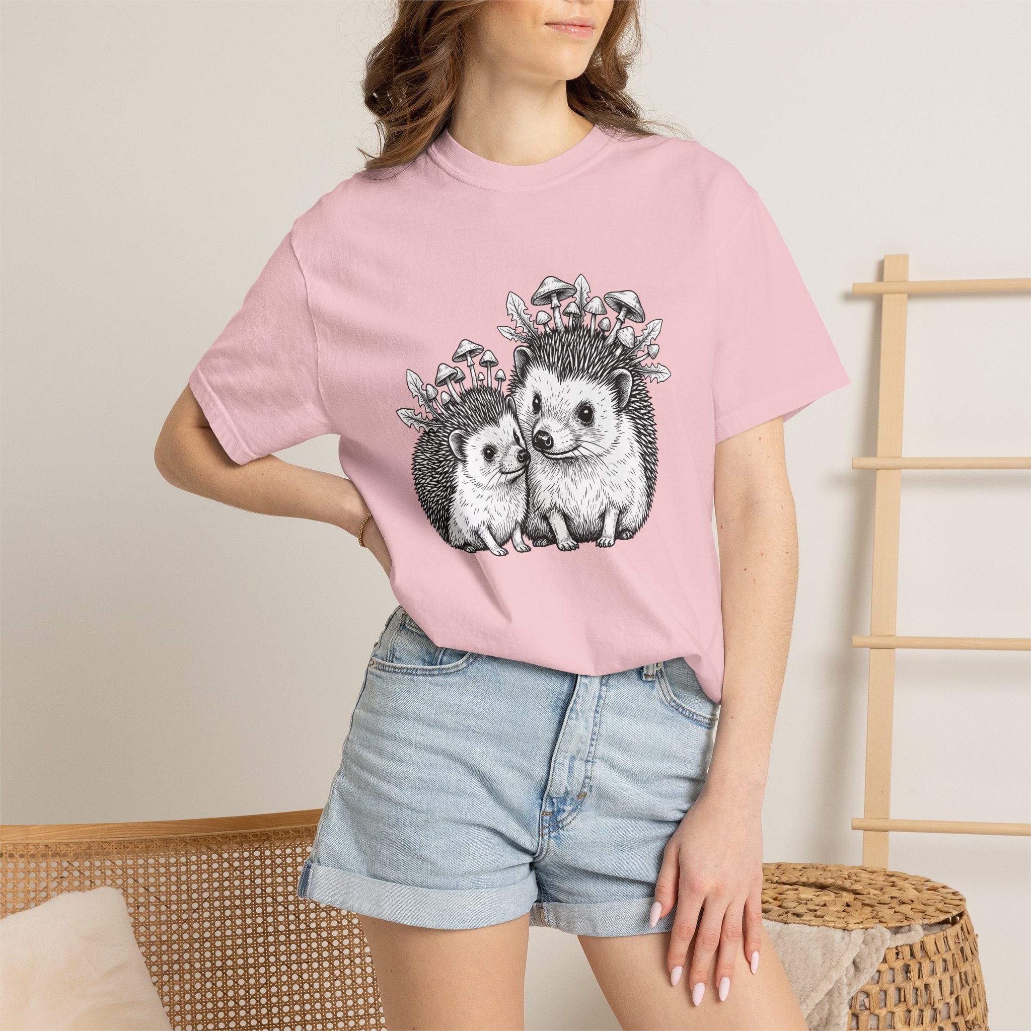 Hedgehog Clan Shirt Animals Environment Gift Women Cartoon Tee Porcupine T-Shirt Wildlife Fan Quirky Tshirt Eco Graphic Rustic Woodland