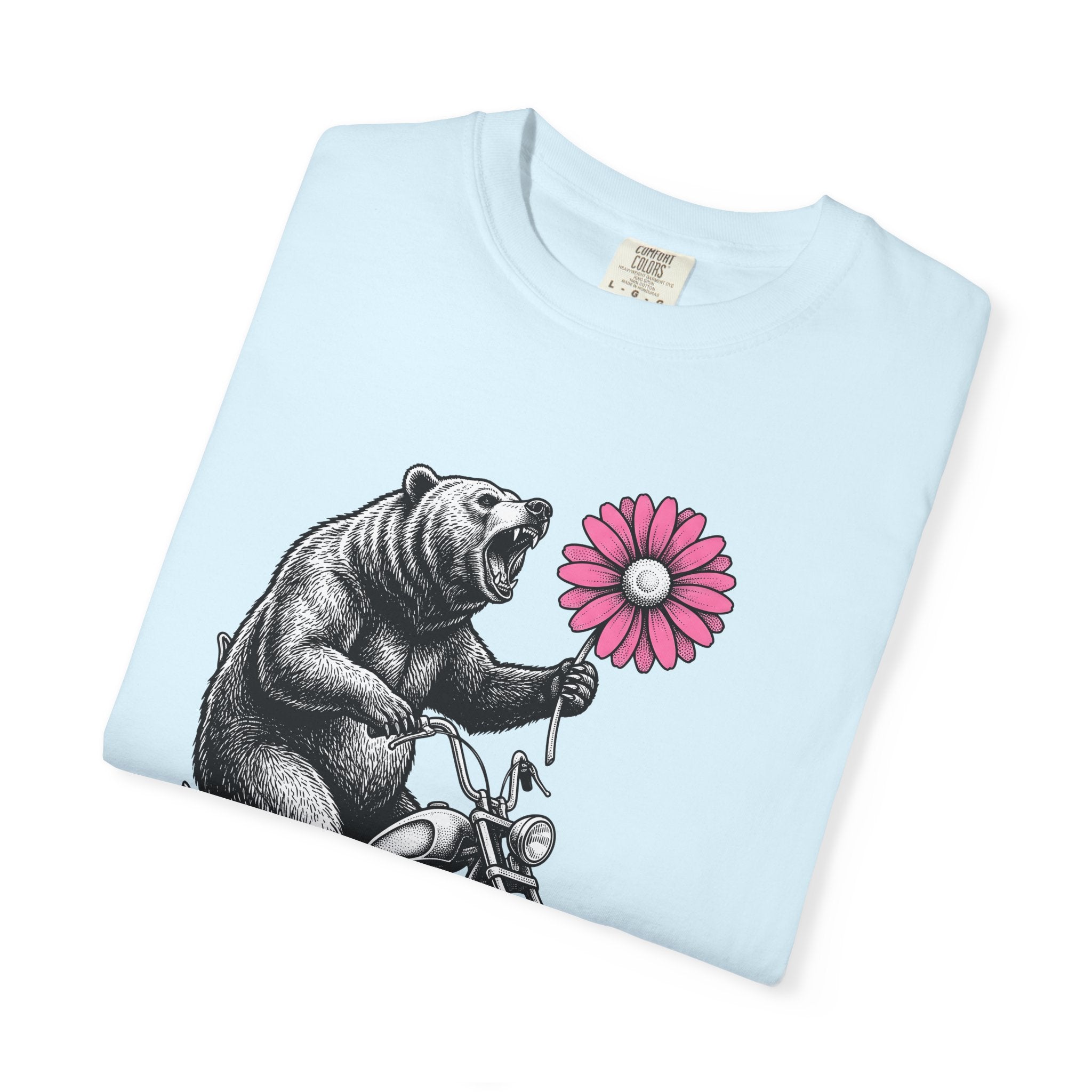 Bear Motorcycle Shirt St Valentines Day Animal Gift Women Vintage Tee Biker T-Shirt Valentine Fan Retro Tshirt Wildlife Graphic Hand Drawn