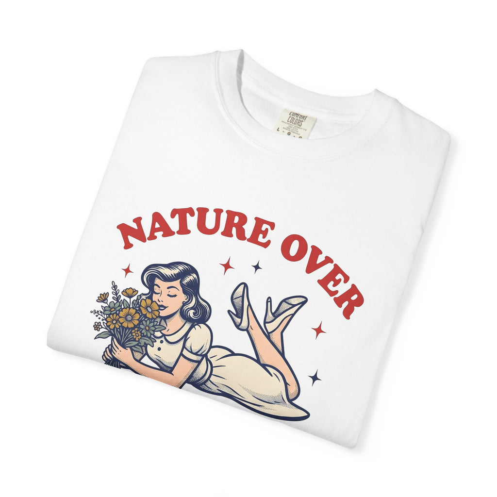 Girl Flowers Shirt Nature Positivity Gift Women Vintage Tee Floral T-Shirt Earth Fan Bohemian Tshirt Optimistic Graphic Retro Stars Tshirt