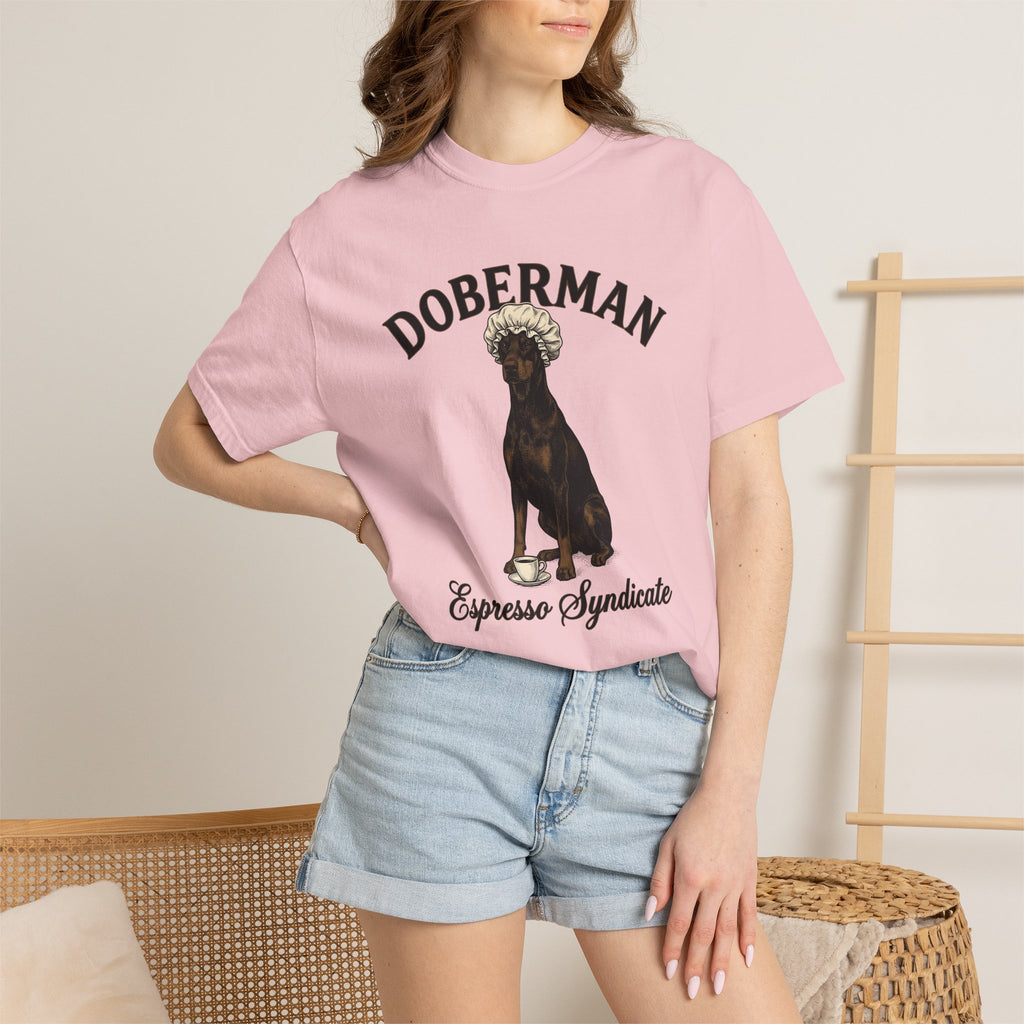 Doberman Hound Shirt Coffee Puppy Gift Women Cartoon Tee Dobermann T-Shirt Coffee Fan Comic Tshirt Puppy Graphic Minimalist Espresso Cup