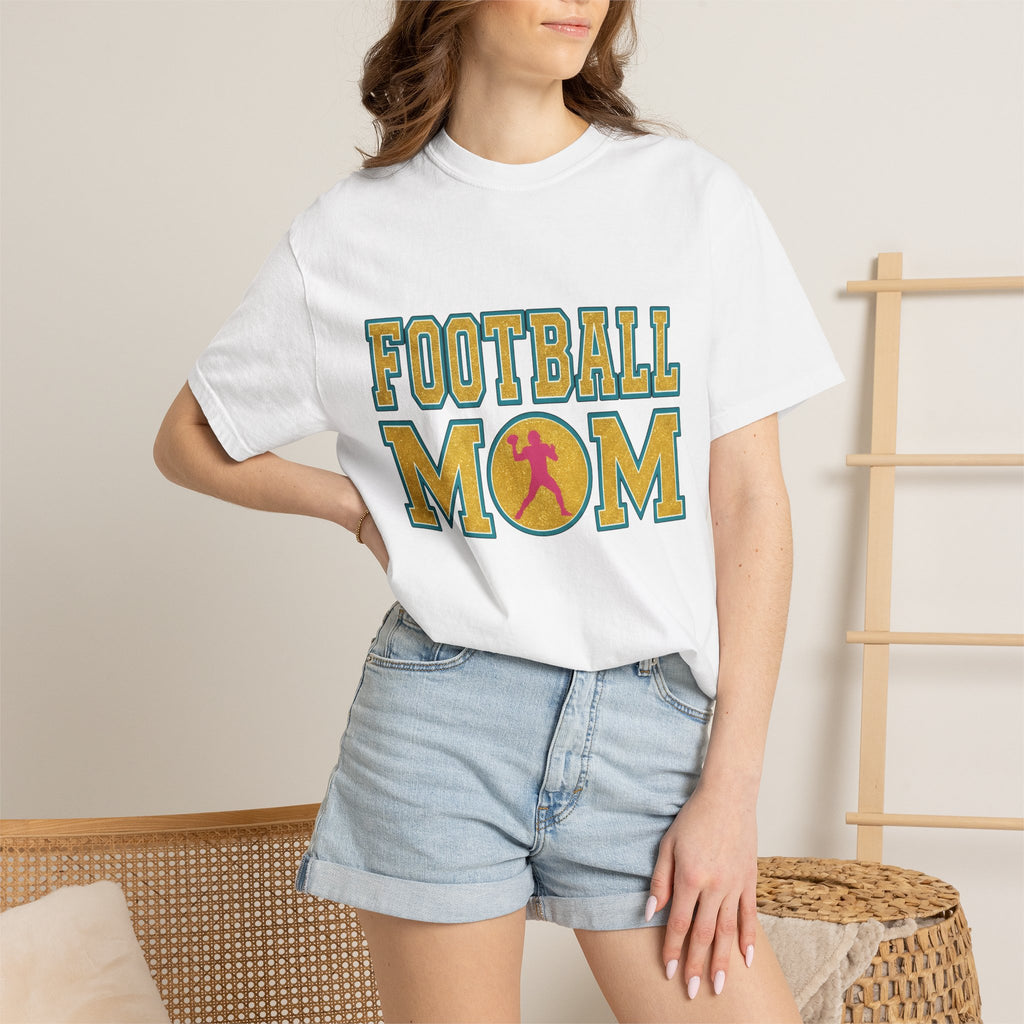 Football Player Graphic Shirt Moms Sports Gift Women Bold Tee Athlete T-Shirt Mom Fan Football Tshirt Athlete Graphic Retro Glitter Tshirt