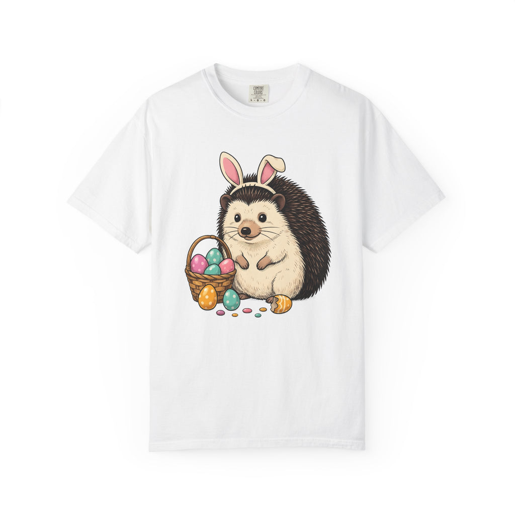 Hedgehog Bunny Ears Shirt Easter Pet Gift Women Kawaii Tee Porcupine T-Shirt Easter Fan Cute Tshirt Animal Graphic Sketch Basket Tshirt