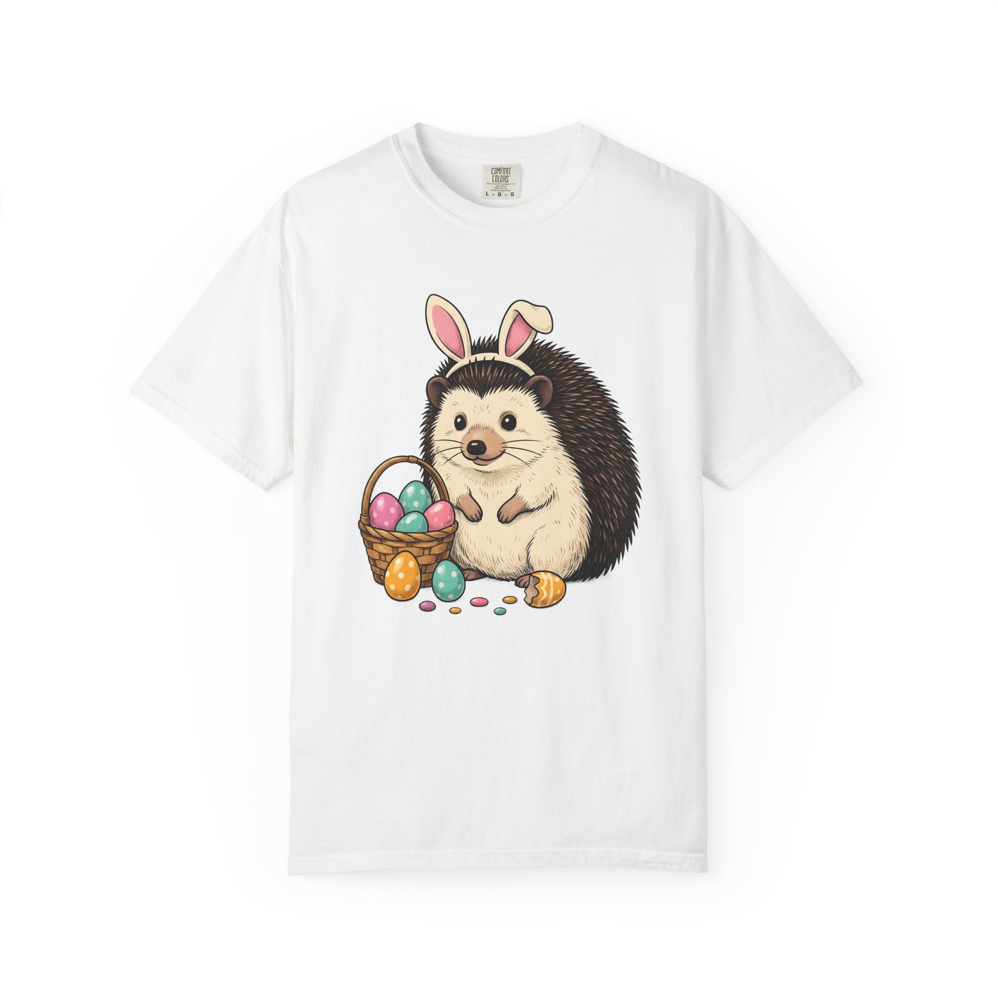 Hedgehog Bunny Ears Shirt Easter Pet Gift Women Kawaii Tee Porcupine T-Shirt Easter Fan Cute Tshirt Animal Graphic Sketch Basket Tshirt