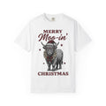 Highland Cow Shirt Christmas Farm Gift Women Hand Drawn Tee Cow T-Shirt Xmas Fan Illustrated Tshirt Ranch Graphic Vintage Santa Hat Tshirt