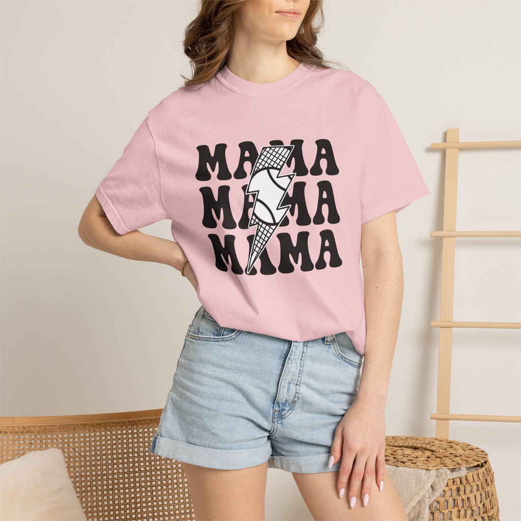 Power Bolt Shirt Moms Kin Gift Women Old School Tee Bolt T-Shirt Mom Fan Vintage Tshirt Family Graphic Thick Mesh Tshirt