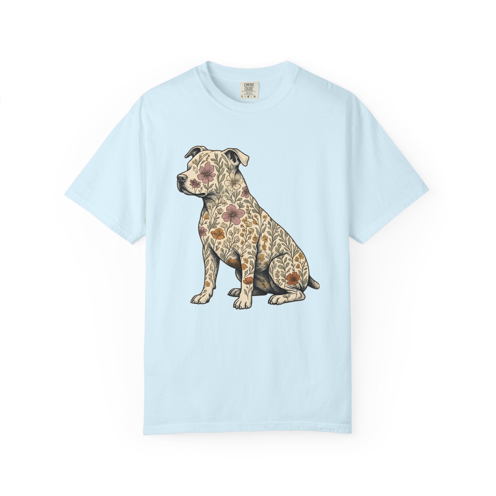 Blossom Dog Shirt Dog Wildlife Gift Women Tribal Tee Puppy T-Shirt Dog Fan Canine Graphic Tshirt Classic Garden Flowers Tshirt