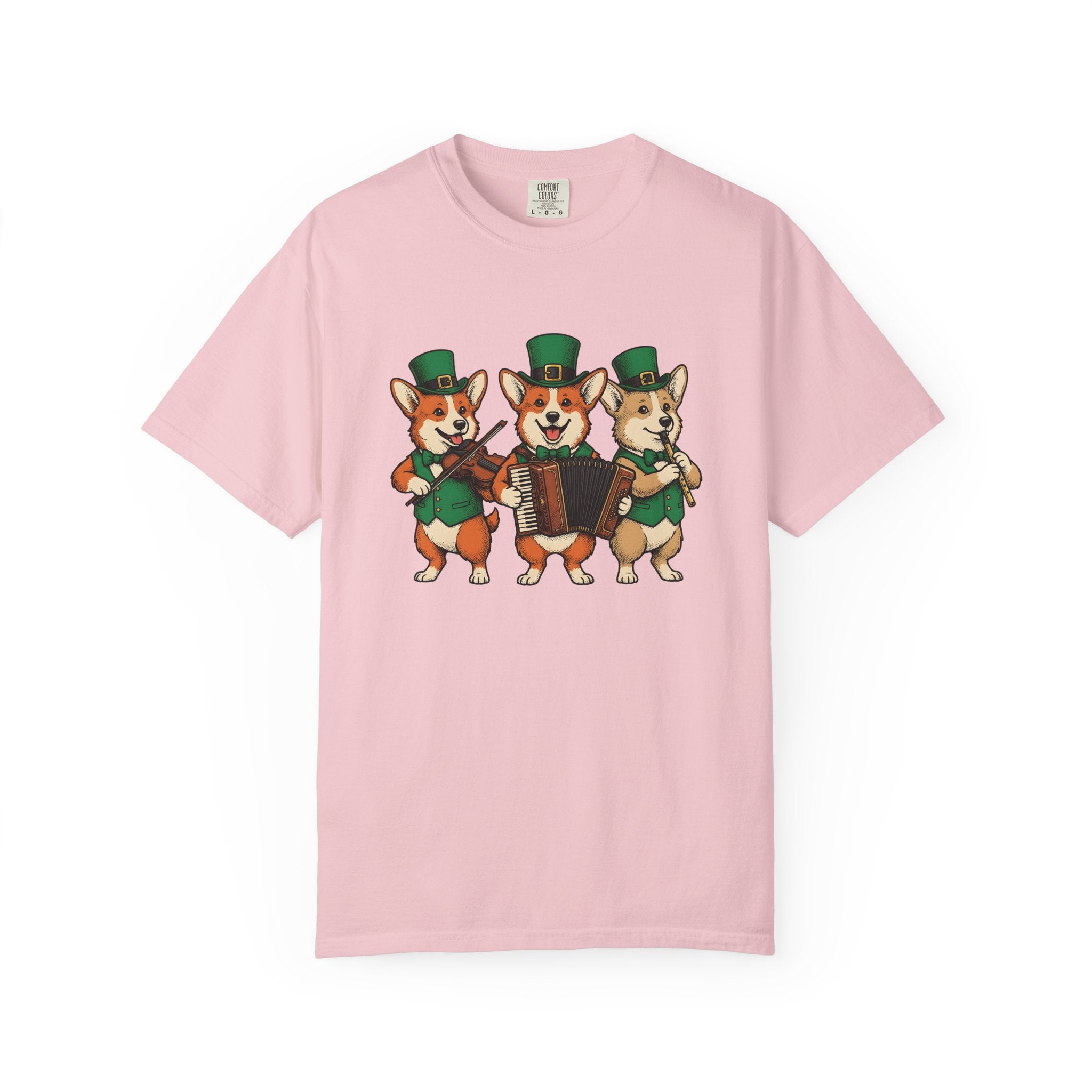 Corgi Band Shirt St Patrick's Day Dog Gift Women Vintage Tee Dog Band T-Shirt St Patricks Fan Retro Tshirt Dog Graphic Hand Drawn Leprechaun