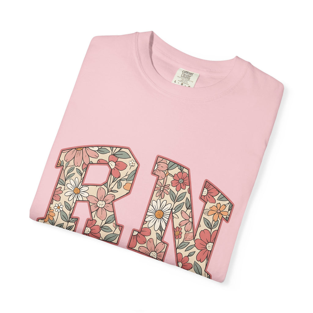 Floral Varsity Letters Shirt Nurses Floral Gift Women Boho Tee Letterman T-Shirt Nurse Enthusiast Hippie Tshirt Floral Graphic Retro Daisies