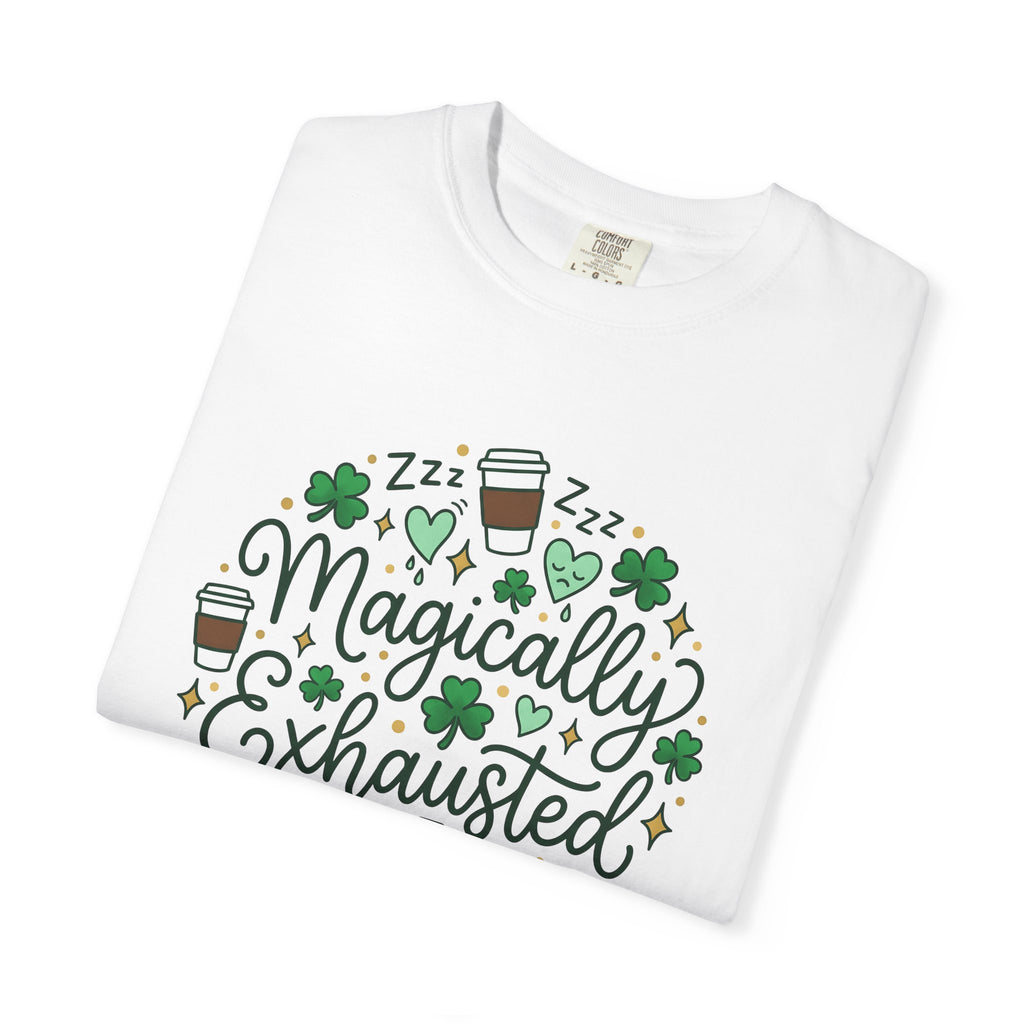 Shamrock Coffee Cup Shirt St Patrick's Day Coffee Gift Women Doodle Tee Coffee Mug T-Shirt Irish Fan Coffee Cup Graphic Tshirt Hand Drawn
