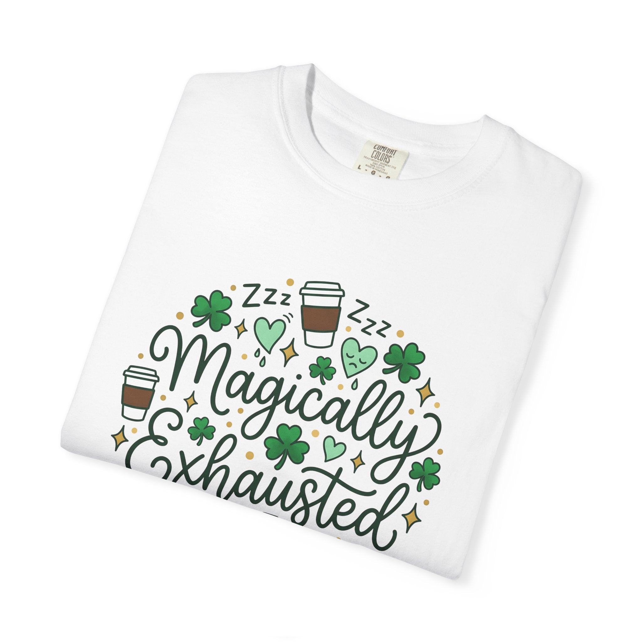 Shamrock Coffee Cup Shirt St Patrick's Day Coffee Gift Women Doodle Tee Coffee Mug T-Shirt Irish Fan Coffee Cup Graphic Tshirt Hand Drawn