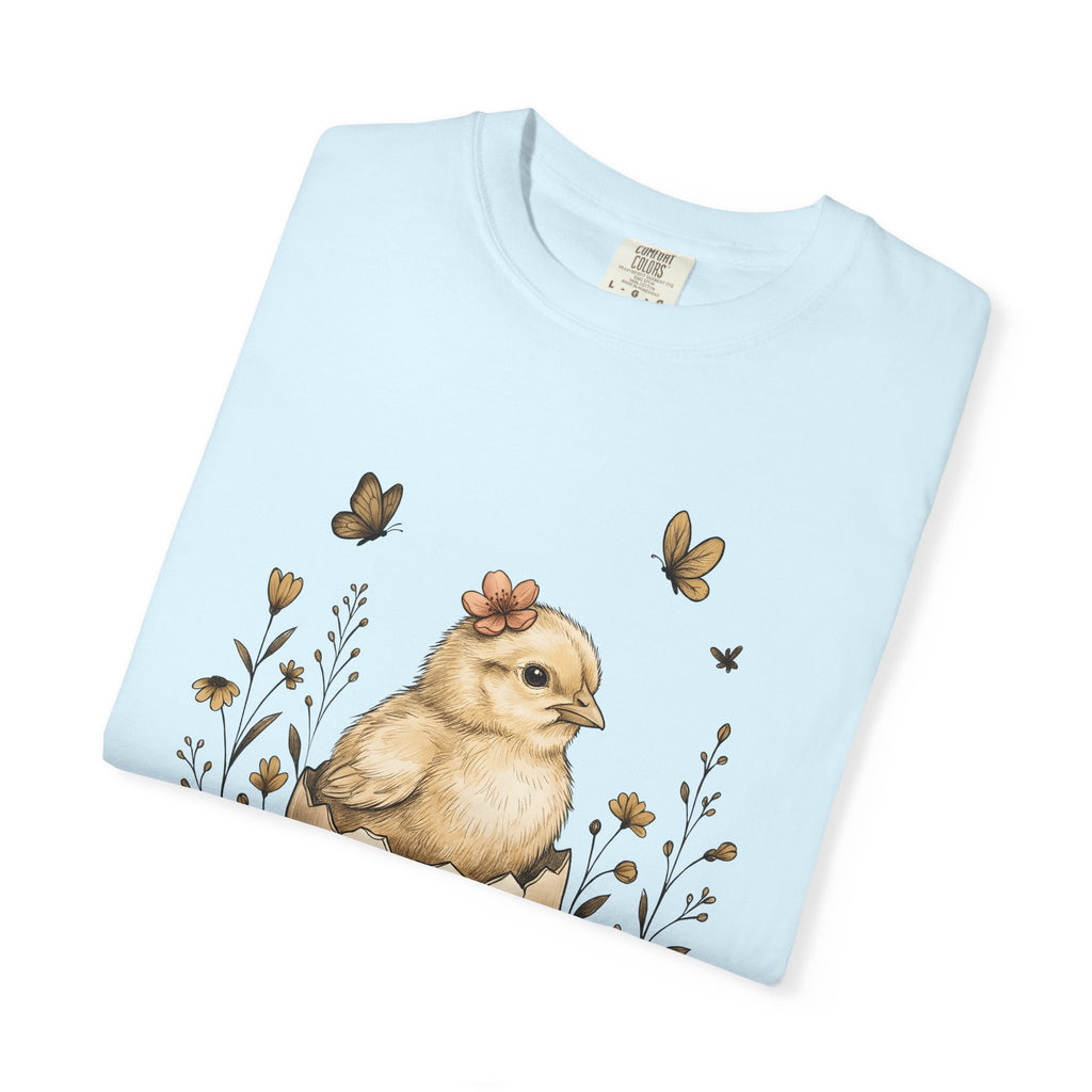 Little Chick Shirt Easter Bloom Gift Women Line Art Tee Chick T-Shirt Easter Fan Hatchling Tshirt Floral Graphic Classic Meadow Flowers