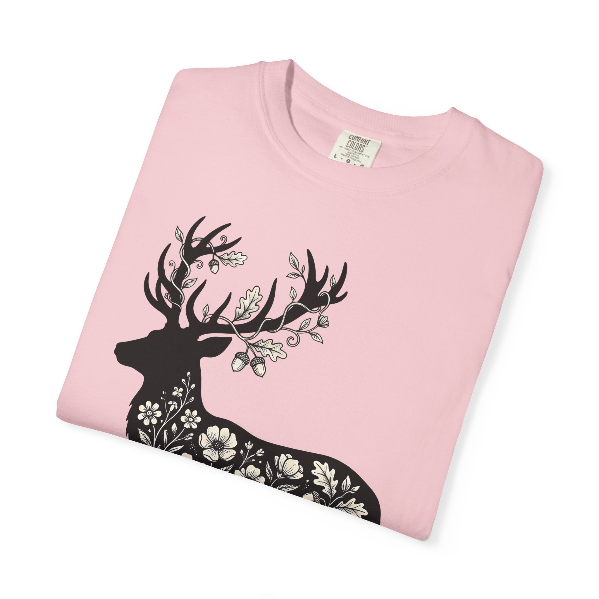 Deer Floral Shirt Animals & Flowers Nature Gift Women Botanical Tee Fawn T-Shirt Wildlife Fan Botanical Art Tshirt Wilderness Graphic