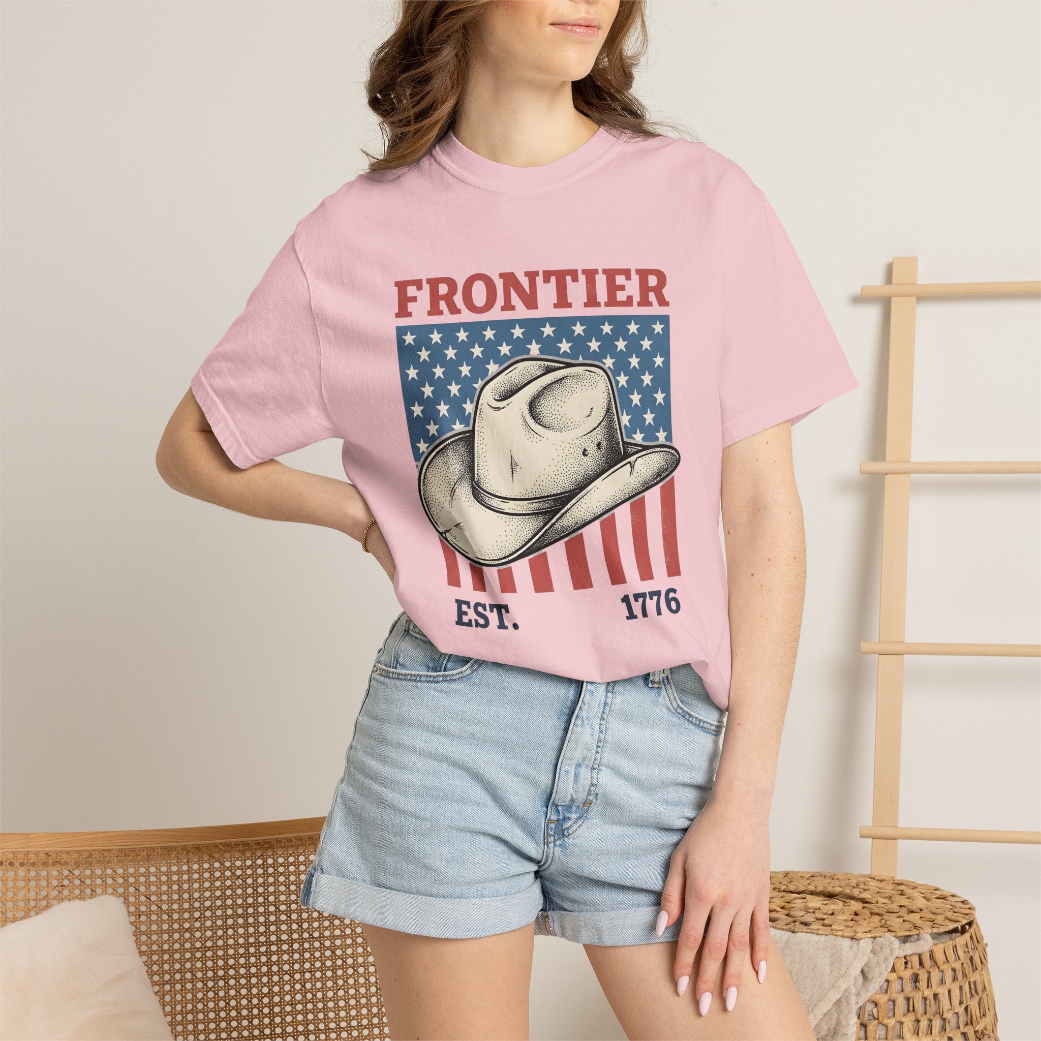 Cowboy Hat Shirt America Western Gift Women Vintage Tee Stetson T-Shirt Patriot Fan Old West Tshirt Rodeo Graphic Retro American Flag Tshirt