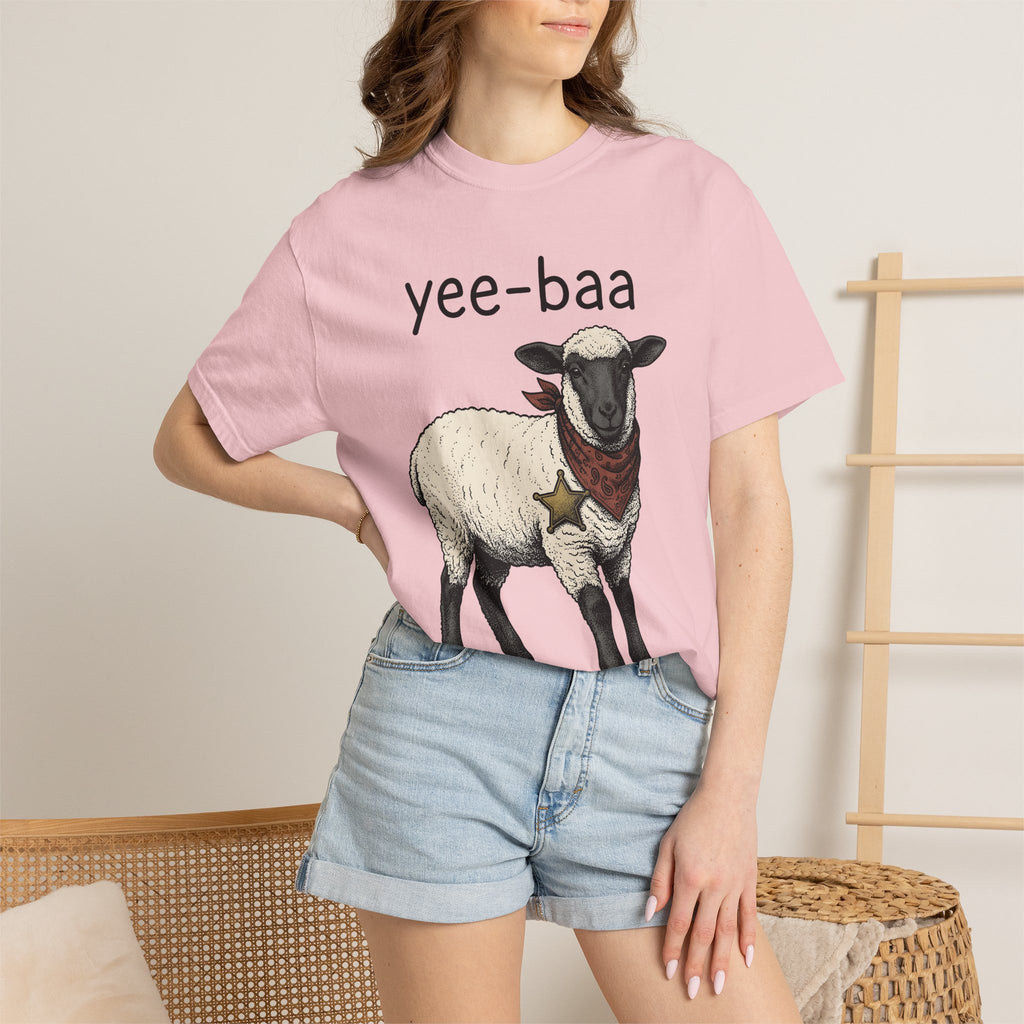 Cowboy Sheep Shirt Easter Animal Gift Women Vintage Tee Ram T-Shirt Easter Fan Creature Graphic Tshirt Hand Drawn Sheriff Badge Tshirt