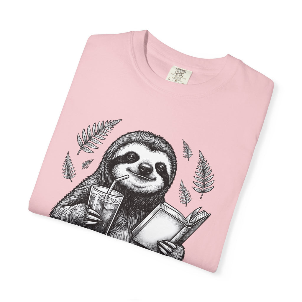 Slow Sloth Shirt Animals Satire Gift Women Line Art Tee Sloth T-Shirt Wildlife Fan Minimalist Tshirt Parody Graphic Aged Palm Leaves Tshirt